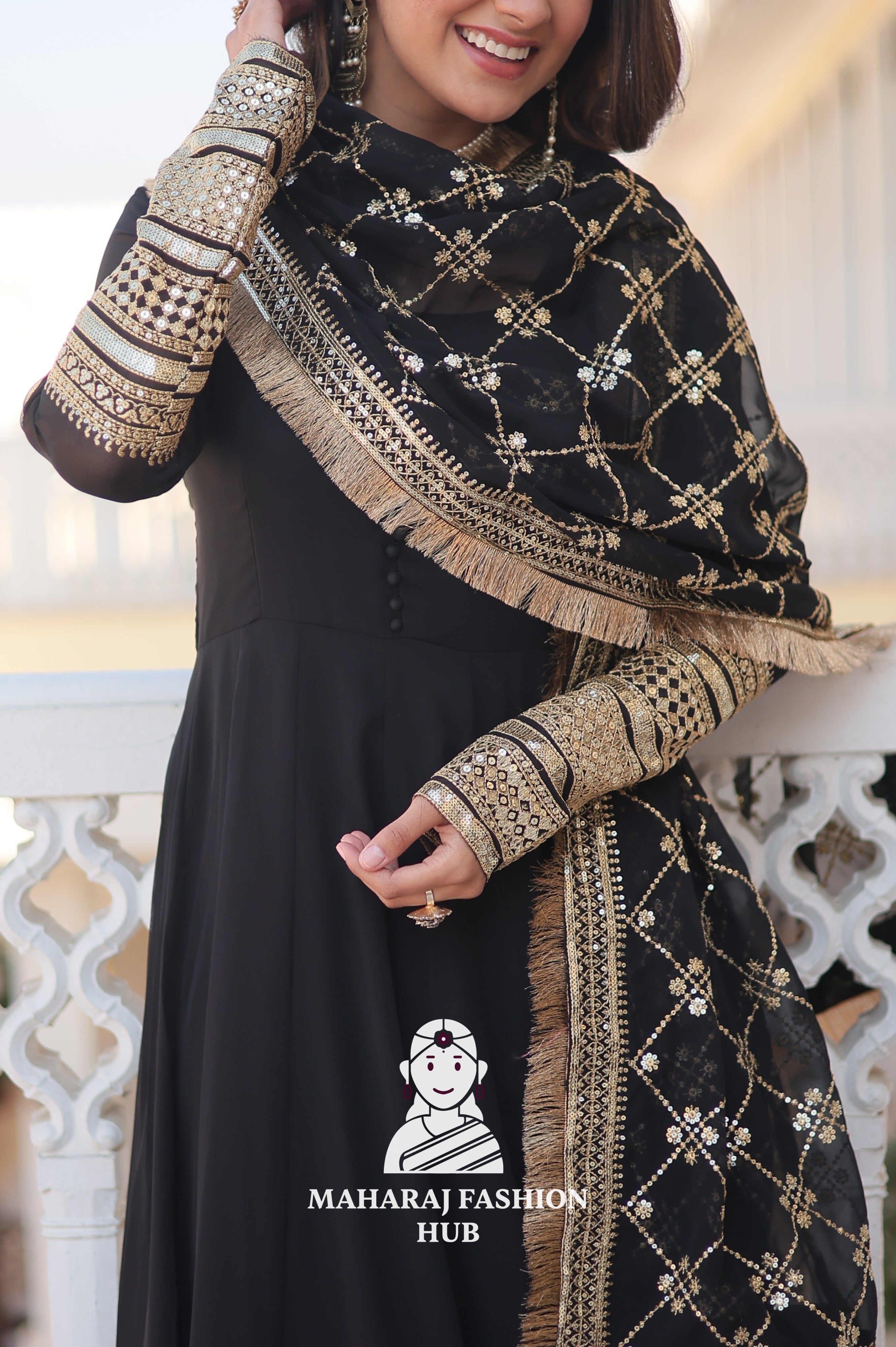 Glam It Up in Faux Blooming – Special Designer Gown with Dupatta Elegance