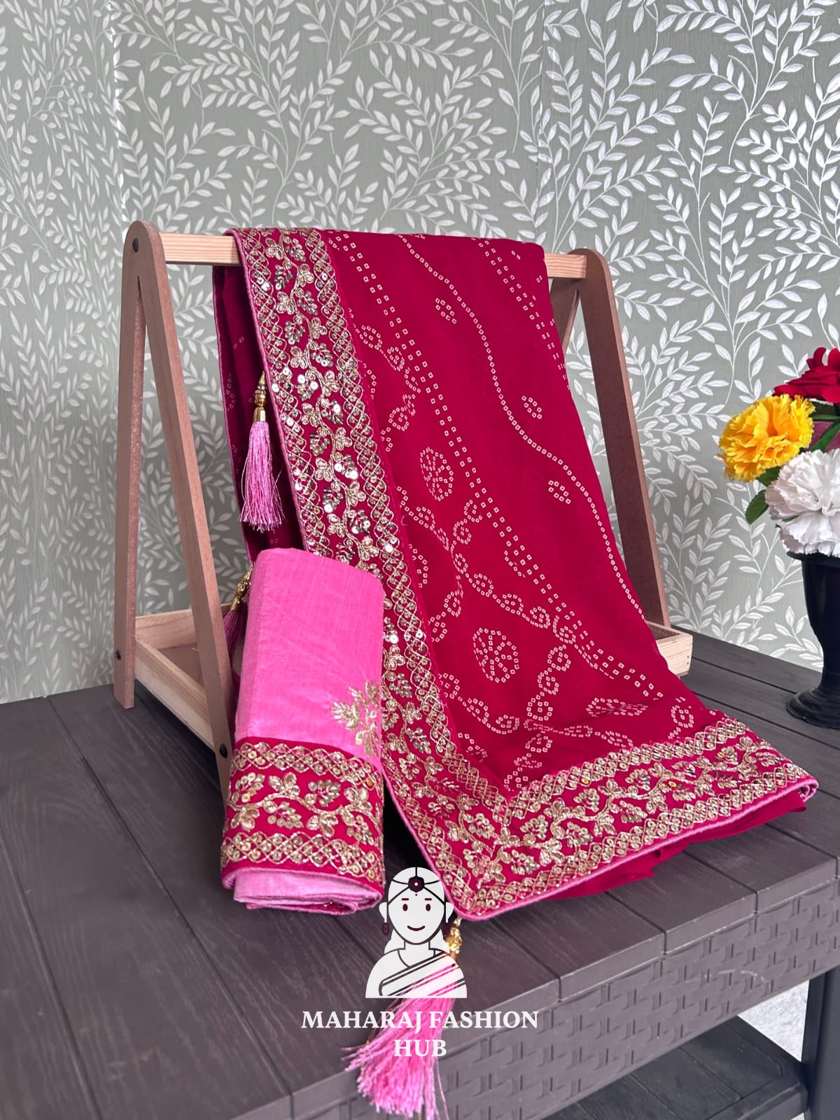 Traditional Lahariya print Georgette saree for women,s || Festive georgette saree for women's ||
