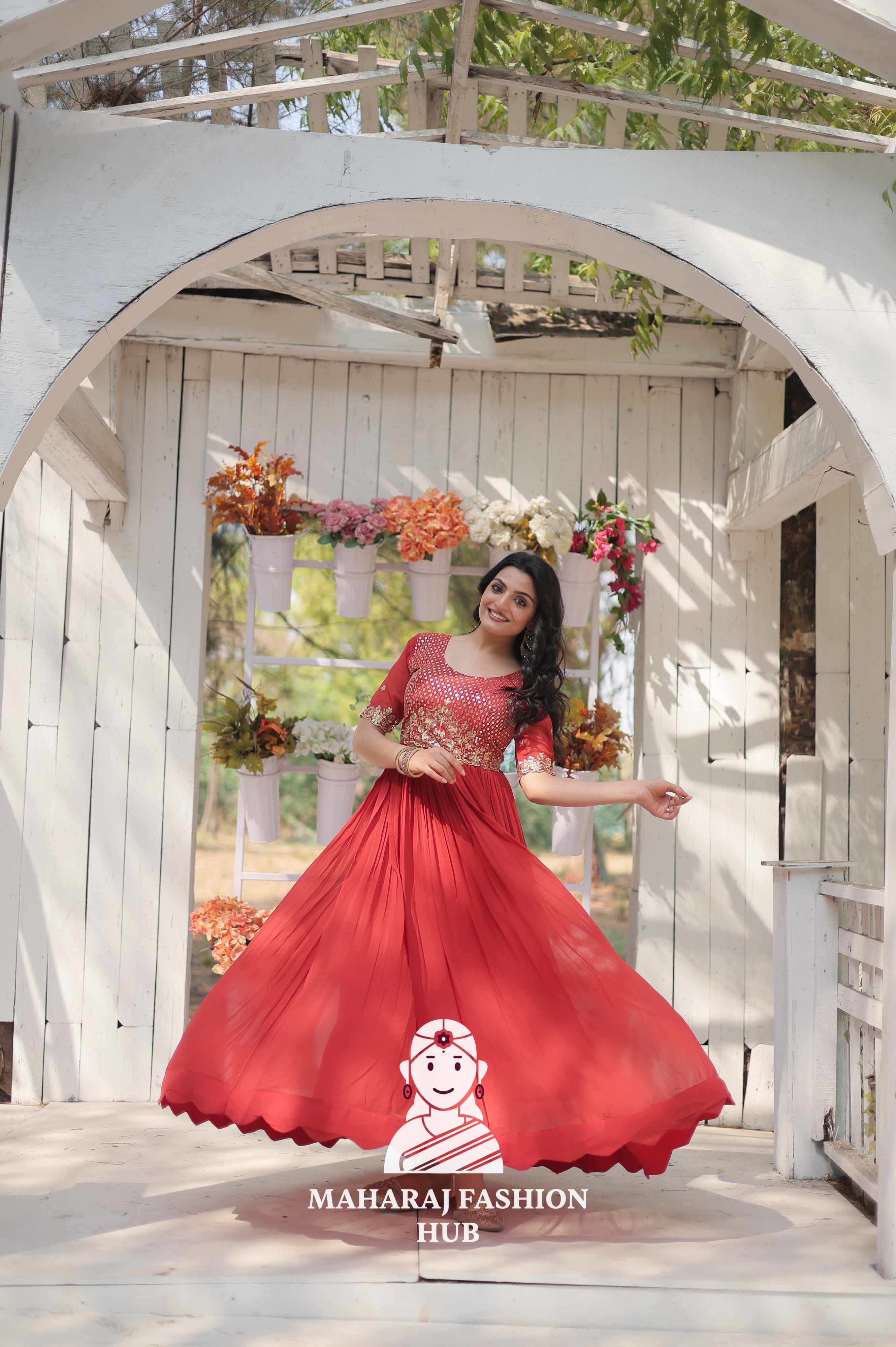Sequins Embroidered Fabric Gown with Luxurious Finish
