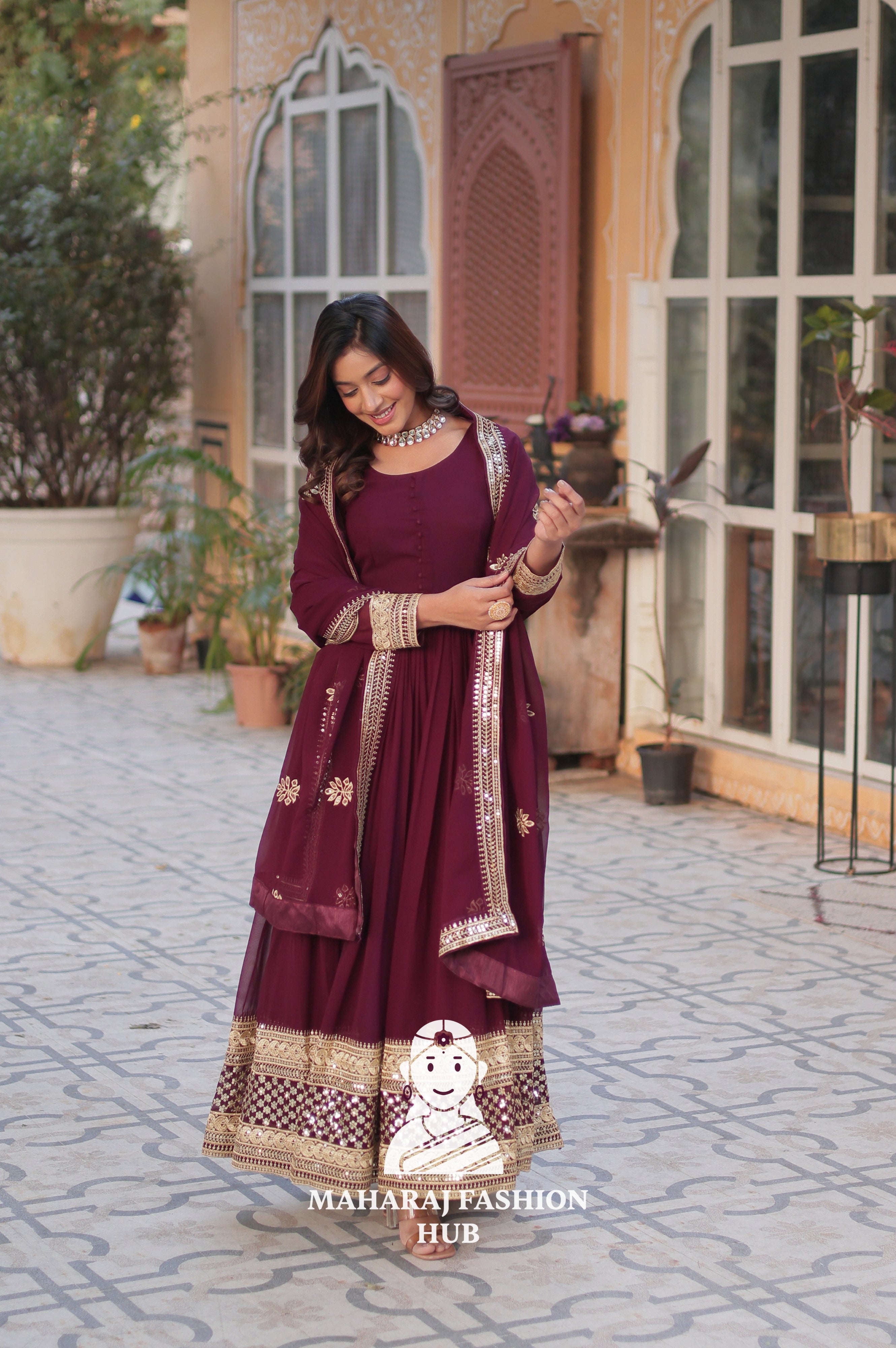✨ Faux Blooming Elegance Unveiled - Special Designer Gown