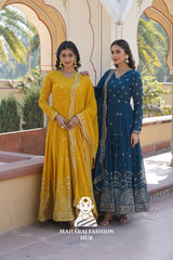 Graceful Faux Georgette Gown Set for Festive Wear - Combo Offer Gown