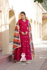 Embroidered Special Designer Gown with 3.5M Flair & Printed Dupatta - Special Designer Gown