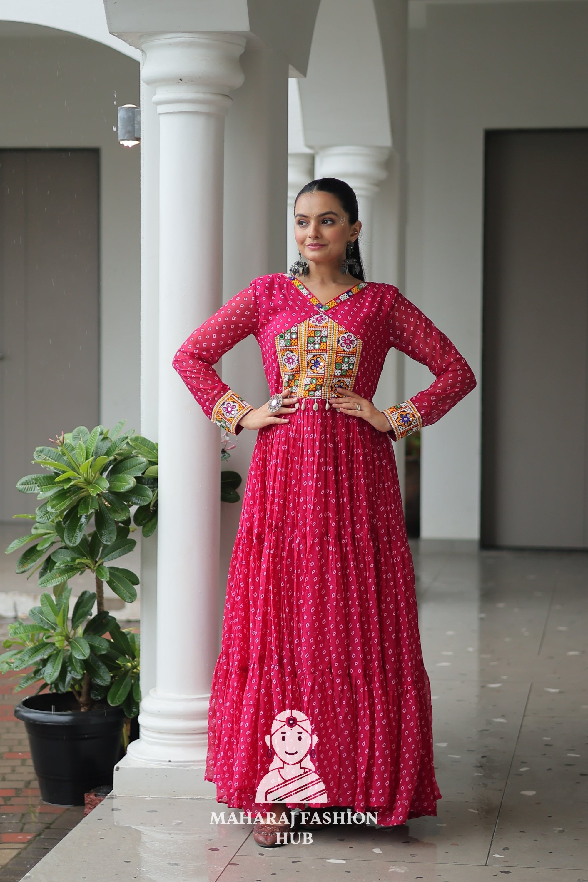 Elegant Faux Georgette Bandhani Print Navratri Collection 🌟👑