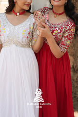 Zari Sequins Embellished Fabric Gown with Fancy Neck - Combo Offer Gown
