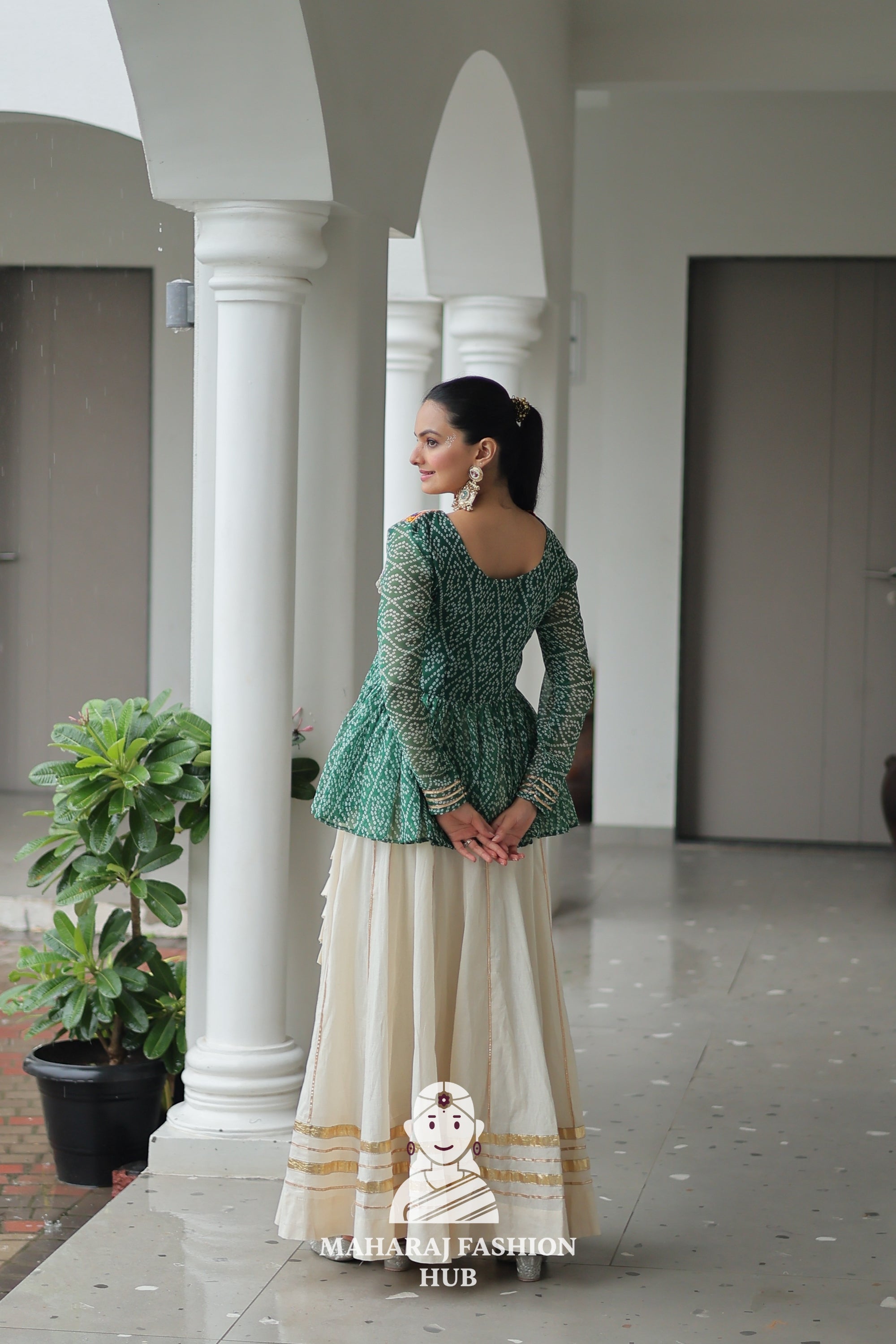 Navratri - Premium Kora Cotton Gota Patti Lehenga with Bandhani Kutchi Top ✨💃