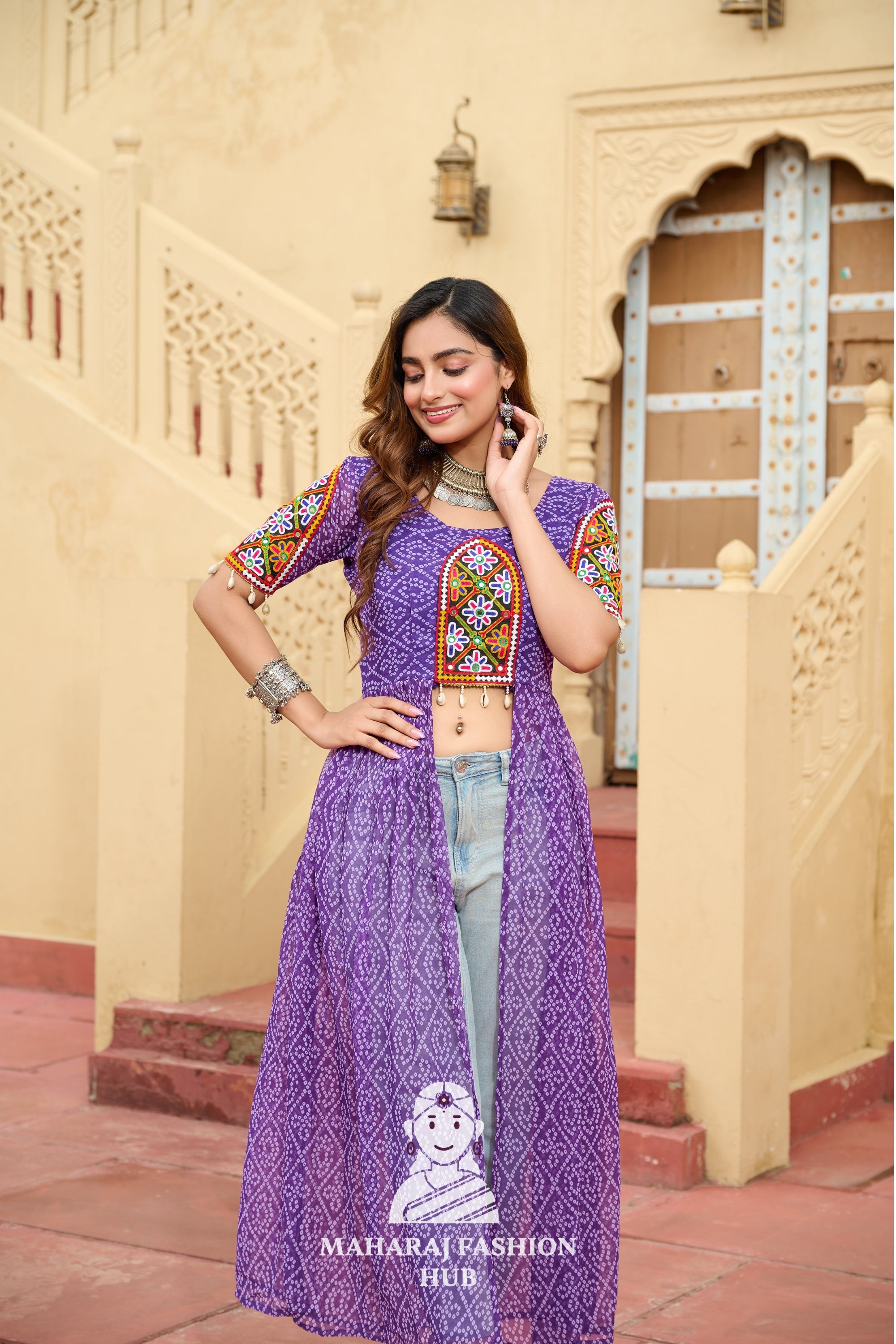 Premium Faux Georgette Bandhani Kutchi Patchwork Kurti for Festive Style 🌸🪔