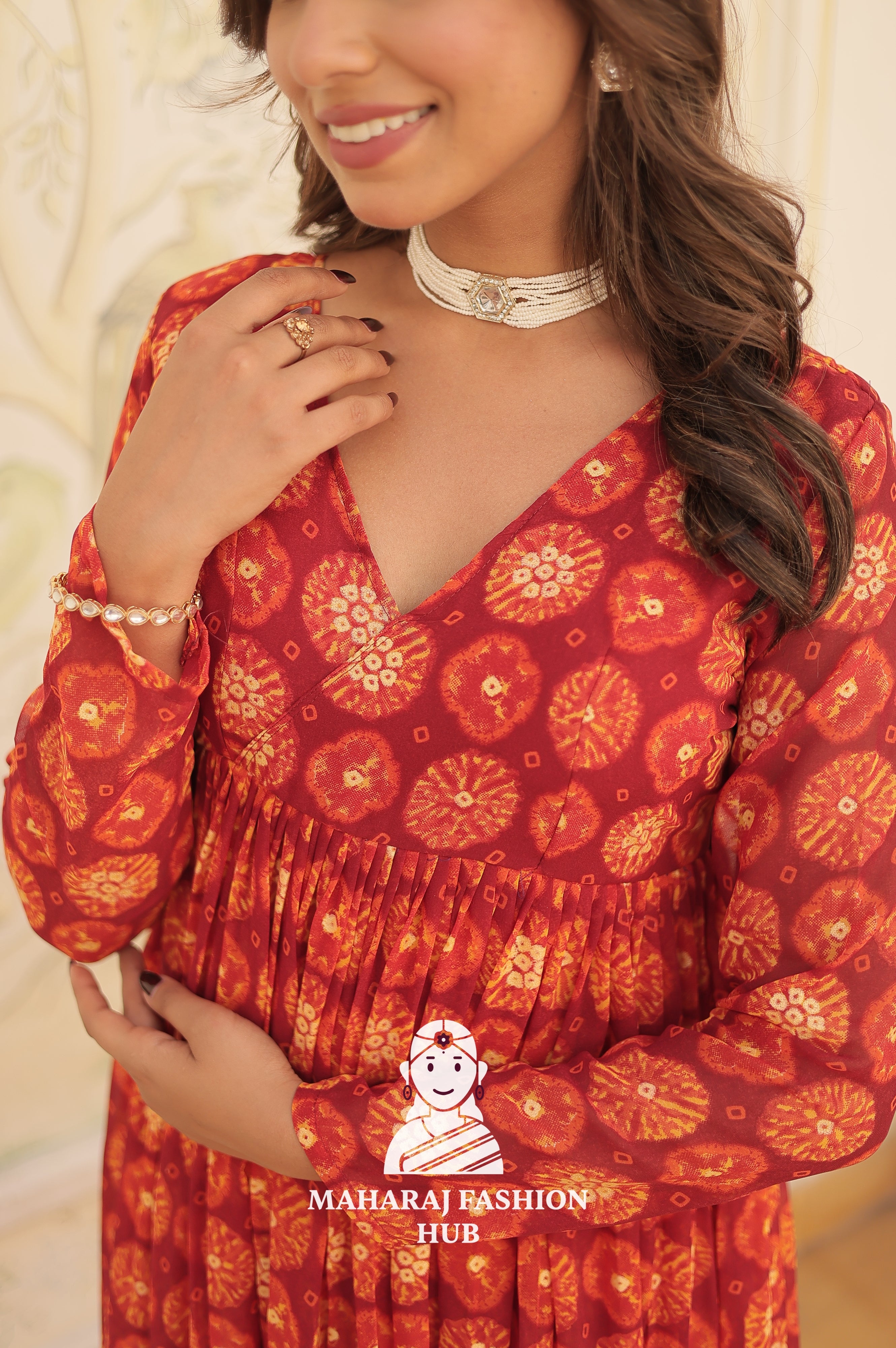 Ethnic Charm in Foil Print Georgette Grace - Special Designer Gown