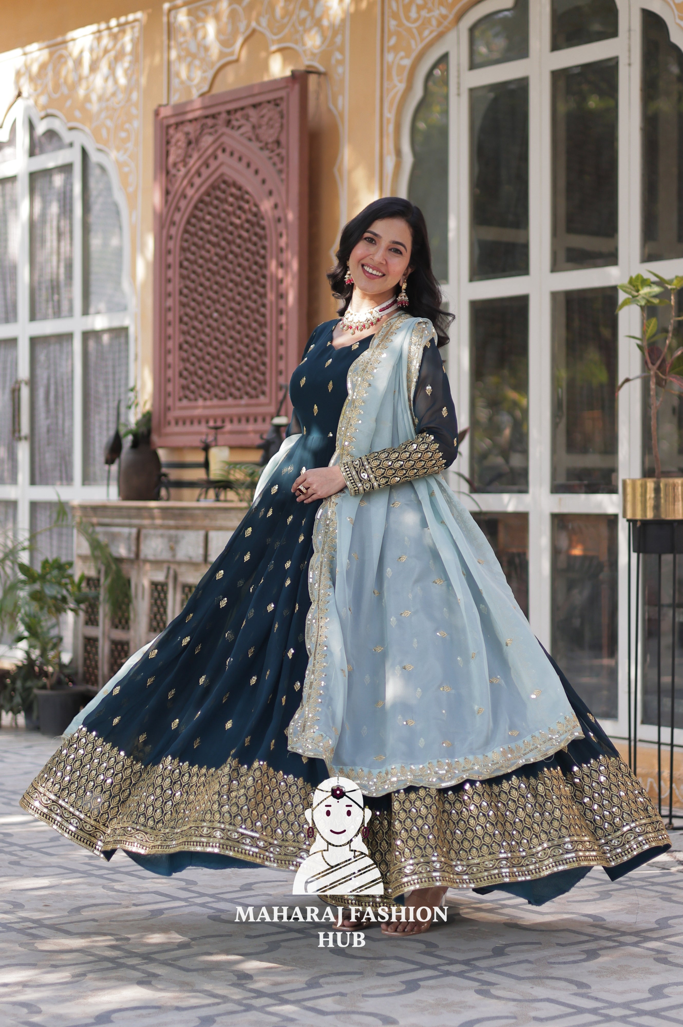 🌸 Embroidered Glam with Tabby Silk Touch - Special Designer Gown