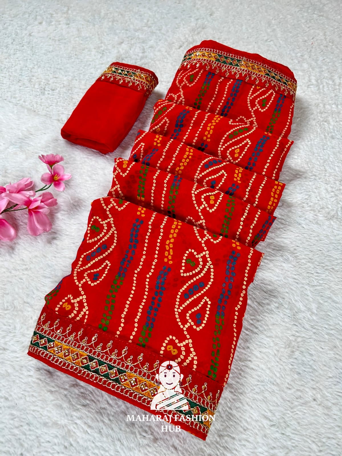 Traditional Lahariya print Georgette saree for women,s || Festive georgette saree for women's ||