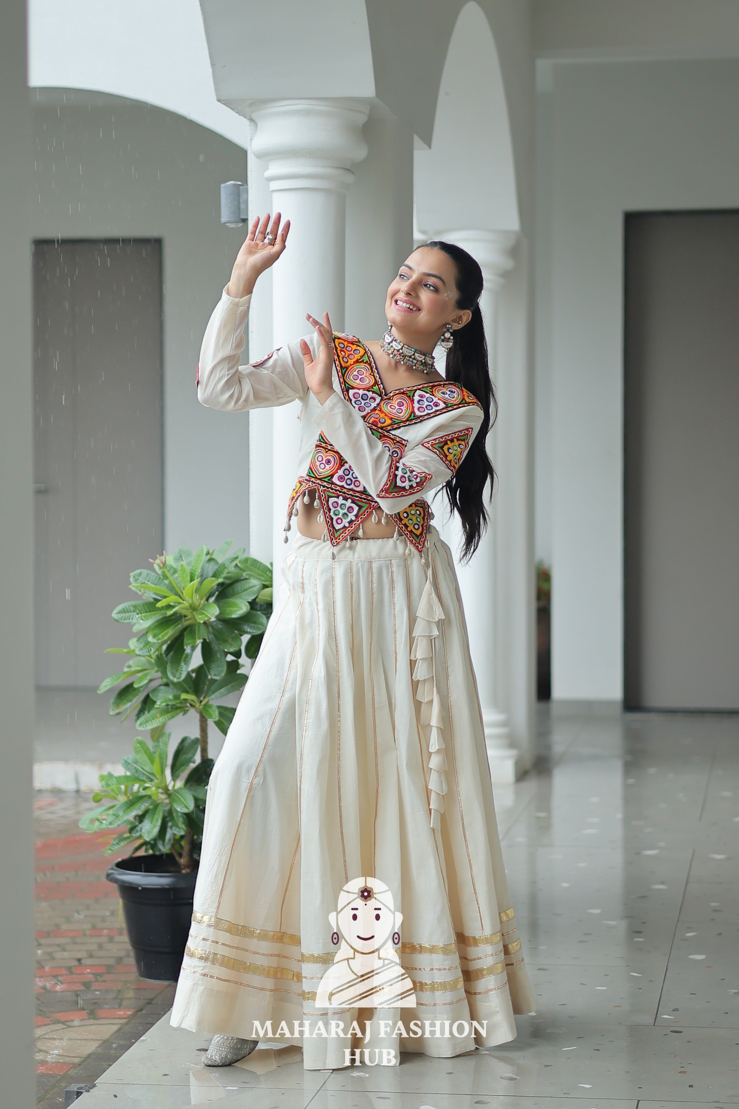 🌸 Traditional Navratri Elegance: Kora Cotton Chaniya Choli 🌸