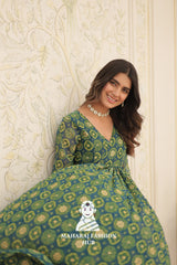 Foil Print Faux Georgette Elegance - Special Designer Gown