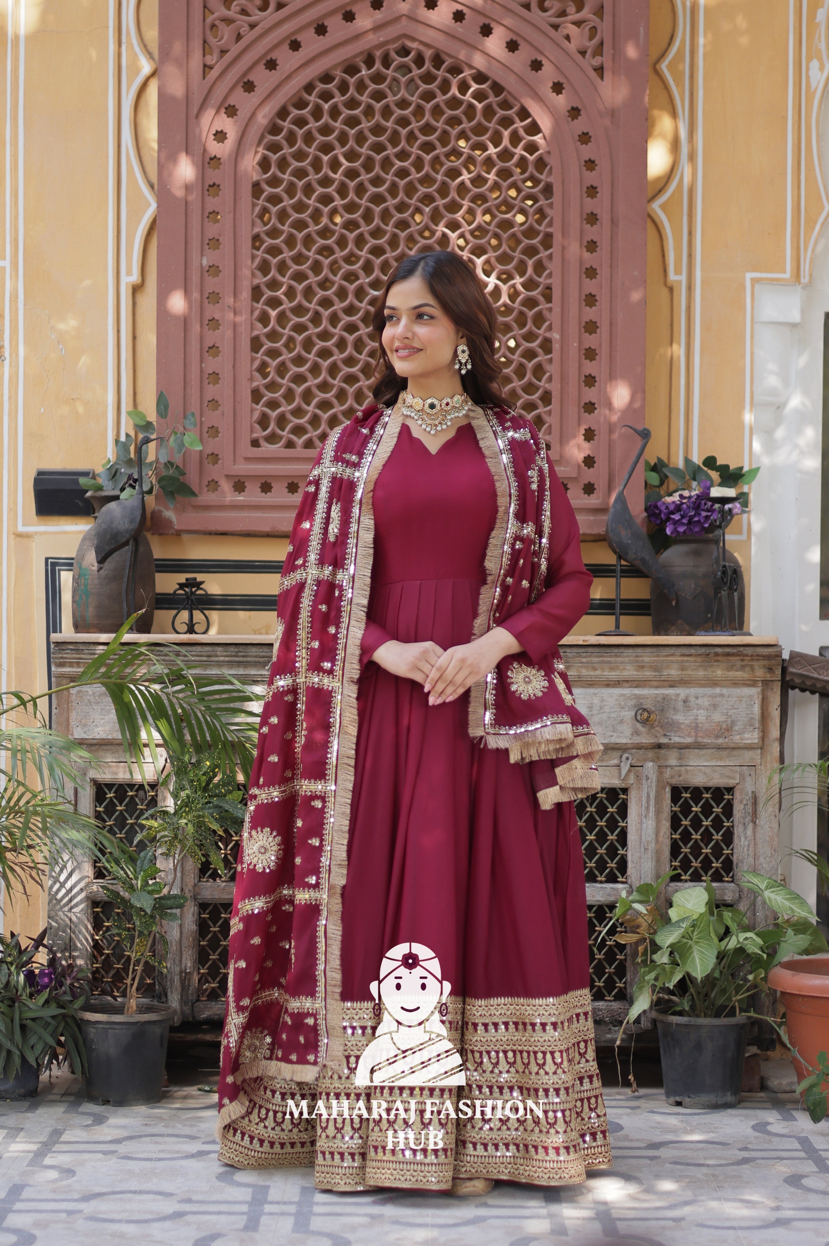 🌟 Statement-Making Gown with Embroidery & Soft Cotton Lining - Special Designer Gown