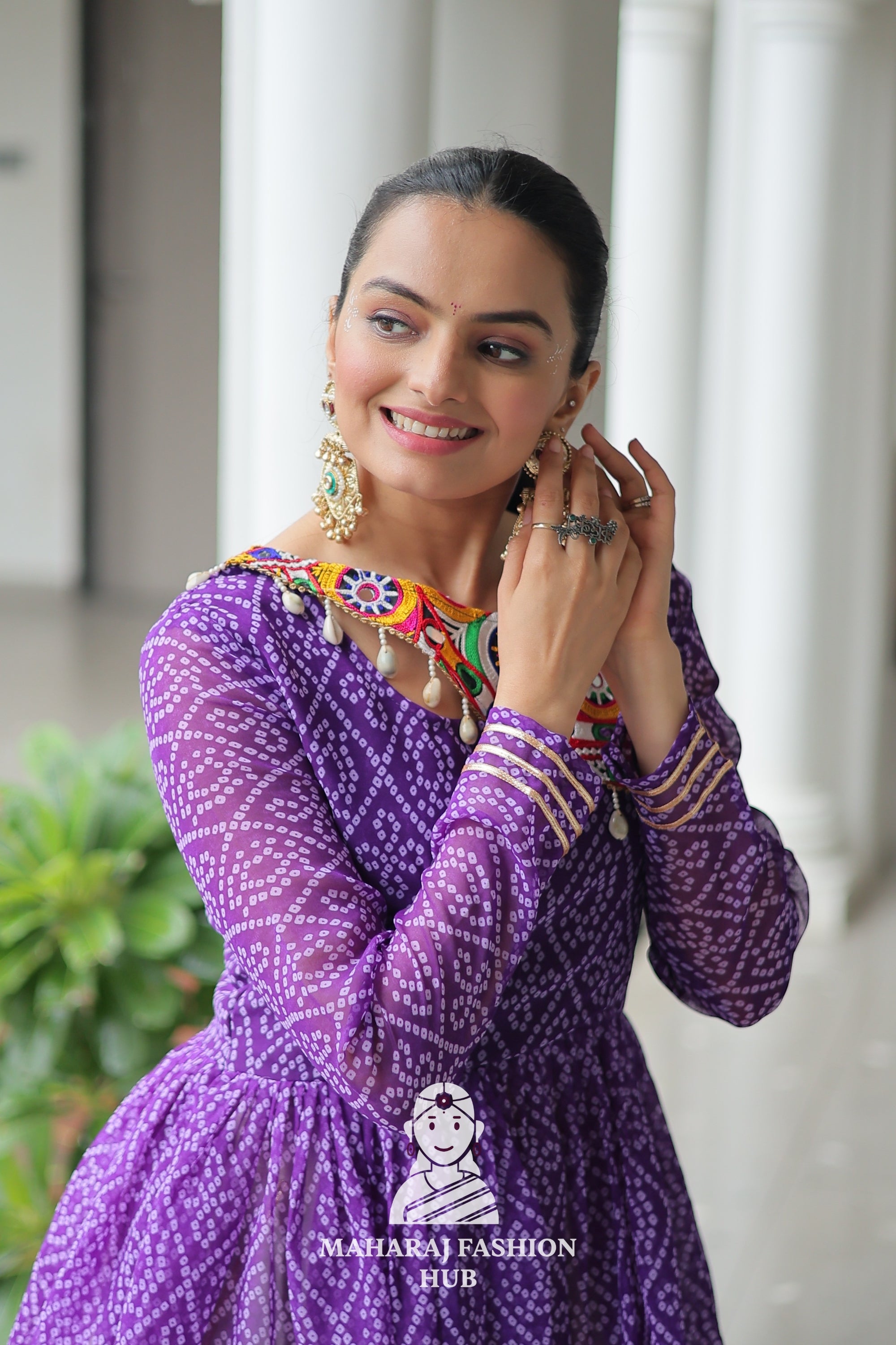 Navratri - Festive Lehenga Set – Bandhani Print Kutchi Work Top with Gota Patti Skirt 👑🌺