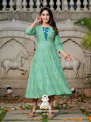 🌊 Soothing Rama A-Line Kurta – Printed & Elegant