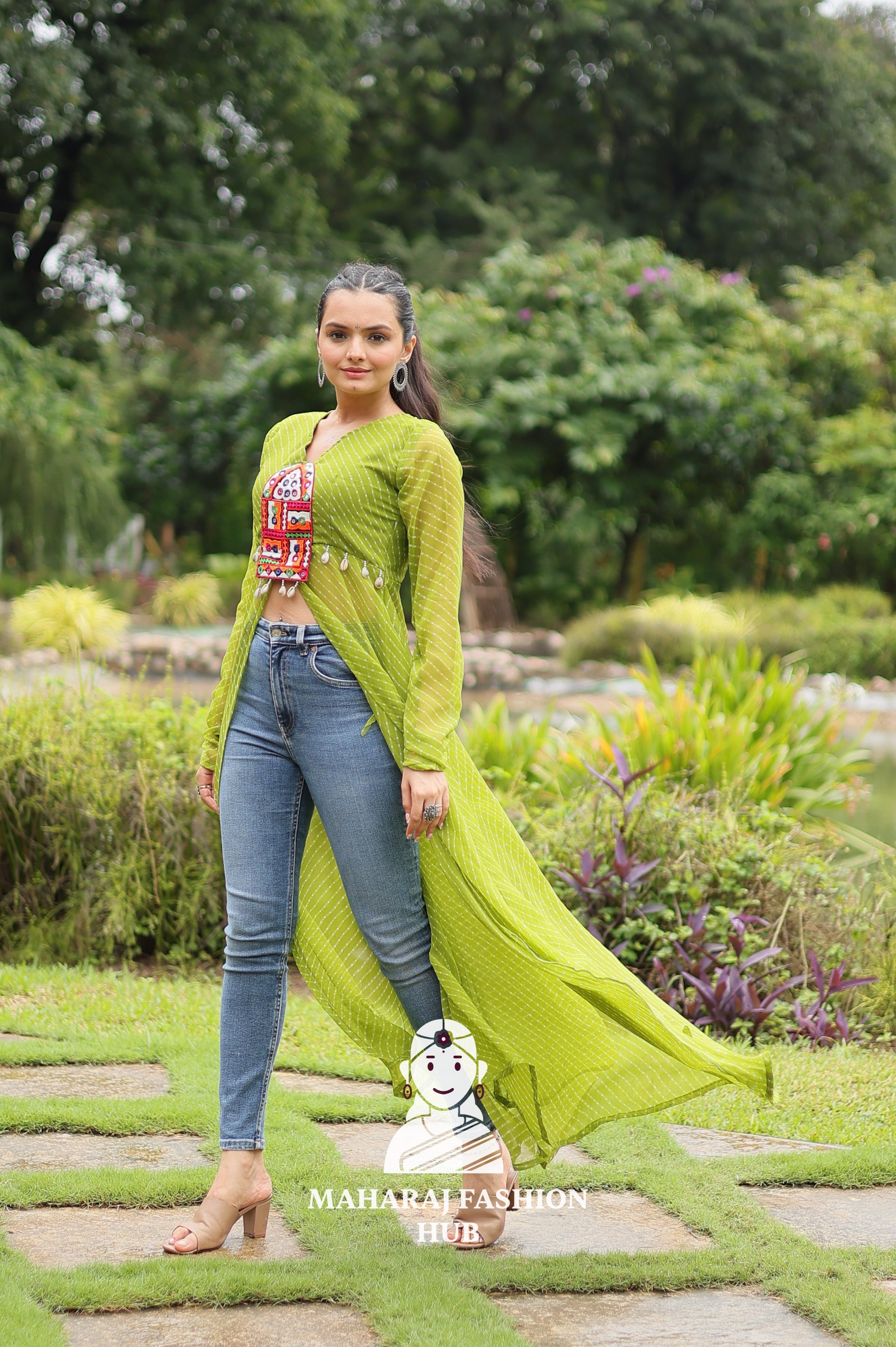 💫 Leheriya in Luxe Faux Georgette - Kurti