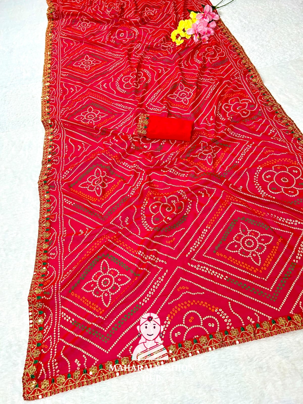 Traditional Lahariya print Georgette saree for women,s || Festive georgette saree for women's ||