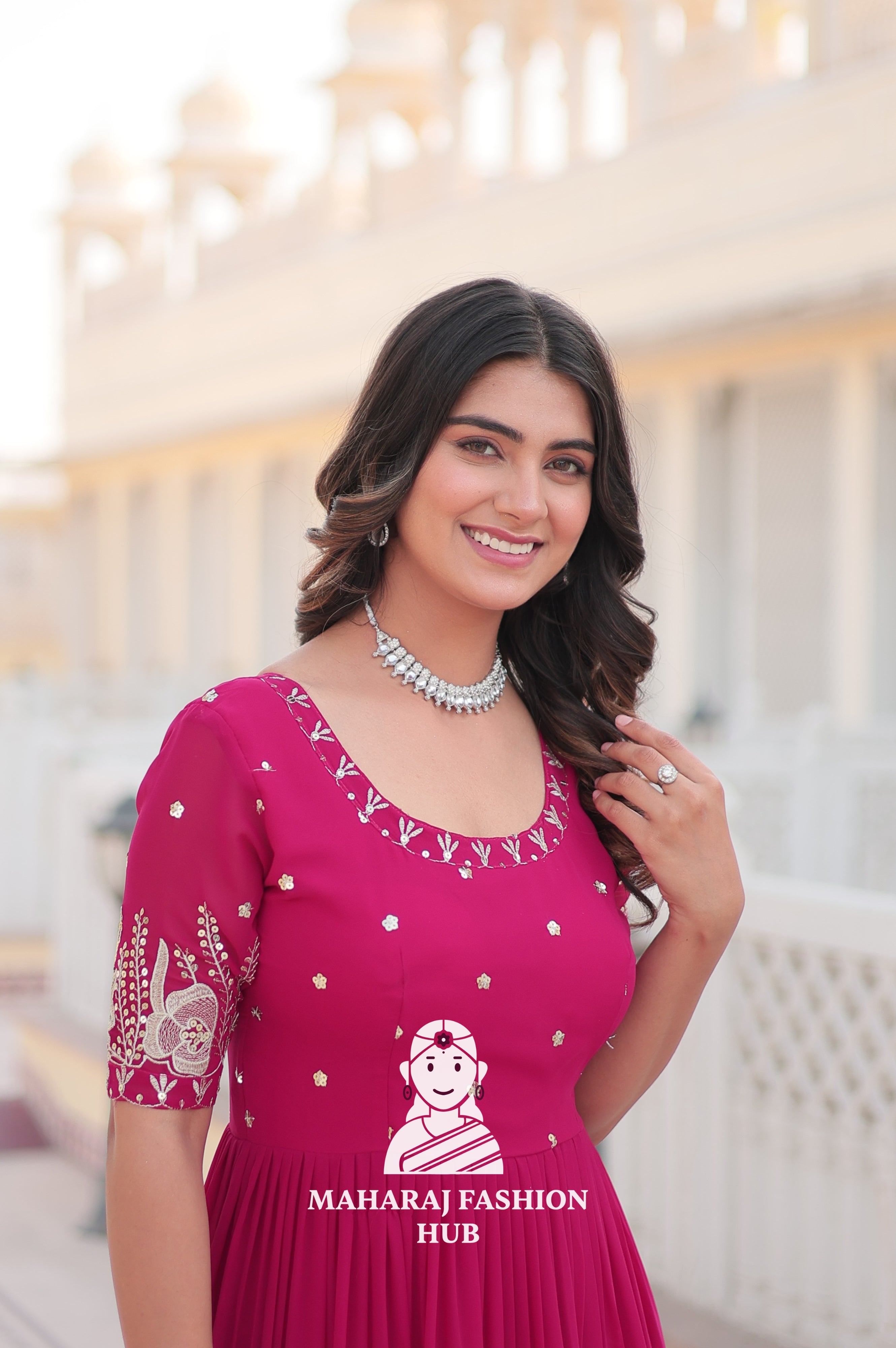 Designer Fabric Charm Embroidery Zari Sequins-work
