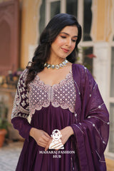 🧣 Wedding-Ready Star Georgette Gown Set with Dupatta - Special Designer Gown