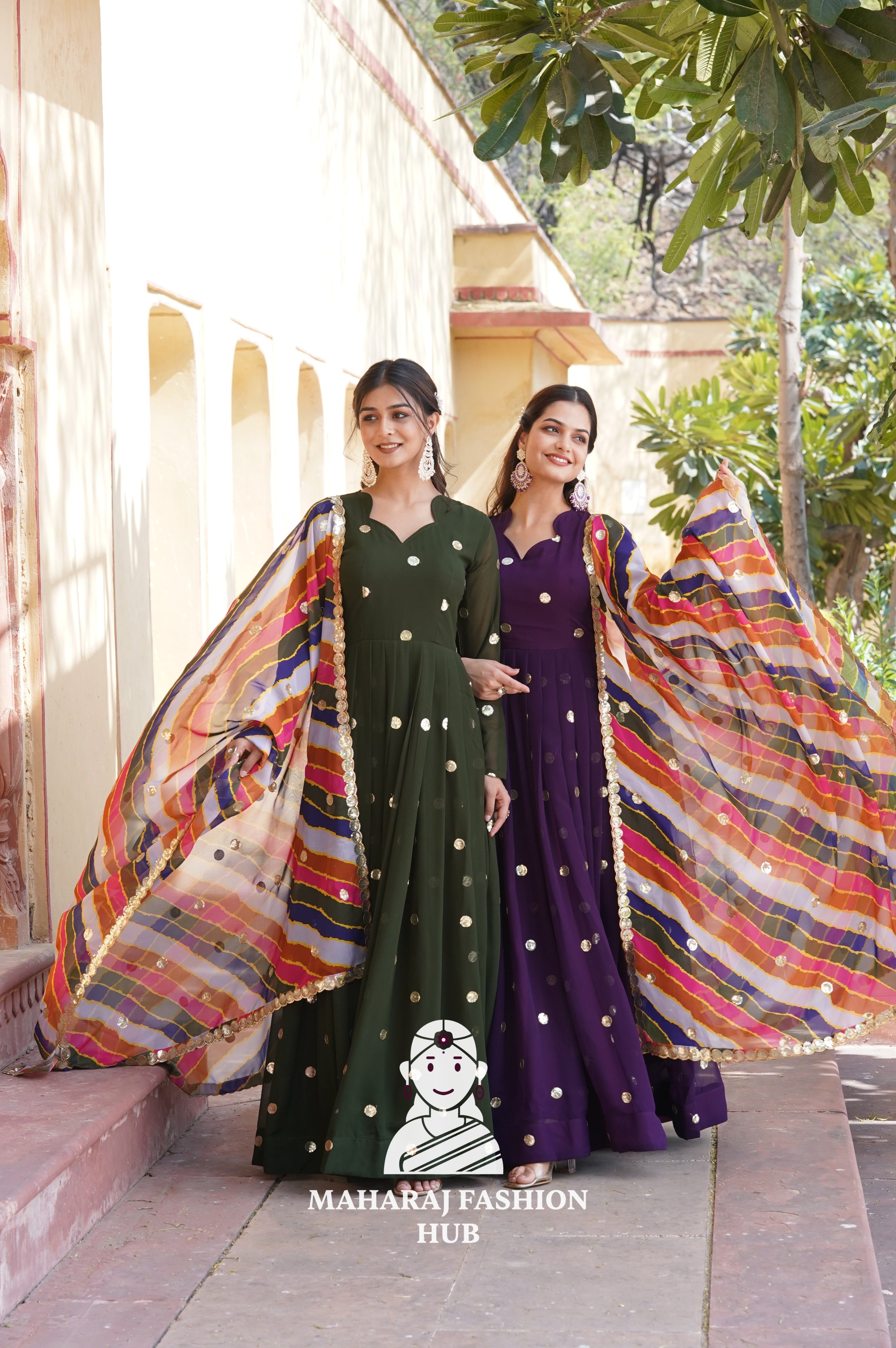 Special Designer Gown Set in Faux Blooming with Embroidered Silk Dupatta - Combo Offer Gown