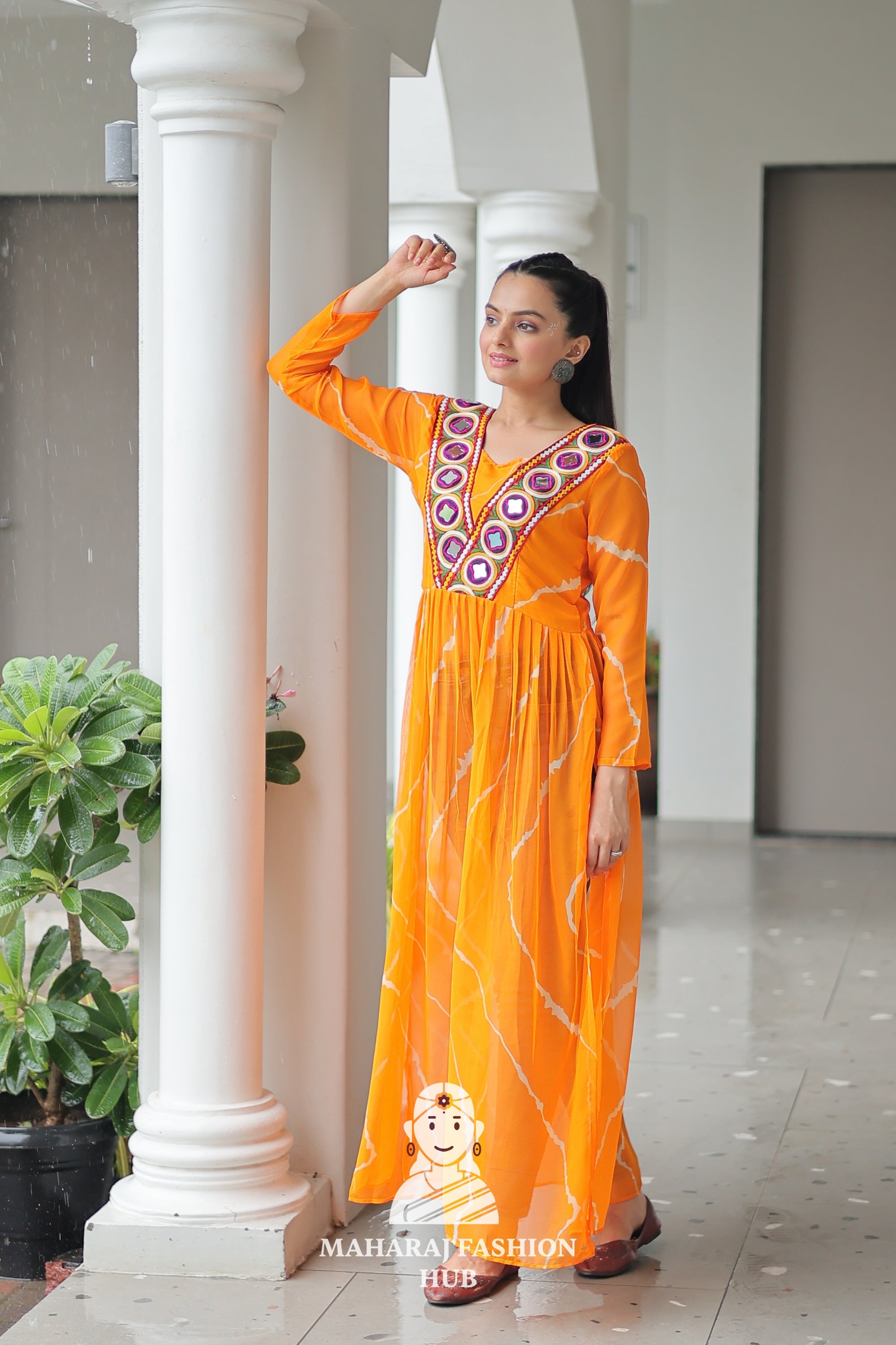 Navratri - Vibrant Leheriya Print Kutchi Patch Navratri Kurti Collection 🎨🌸