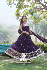 Sleeveless Special Designer Gown in Faux Blooming Fabric with Cotton Lining