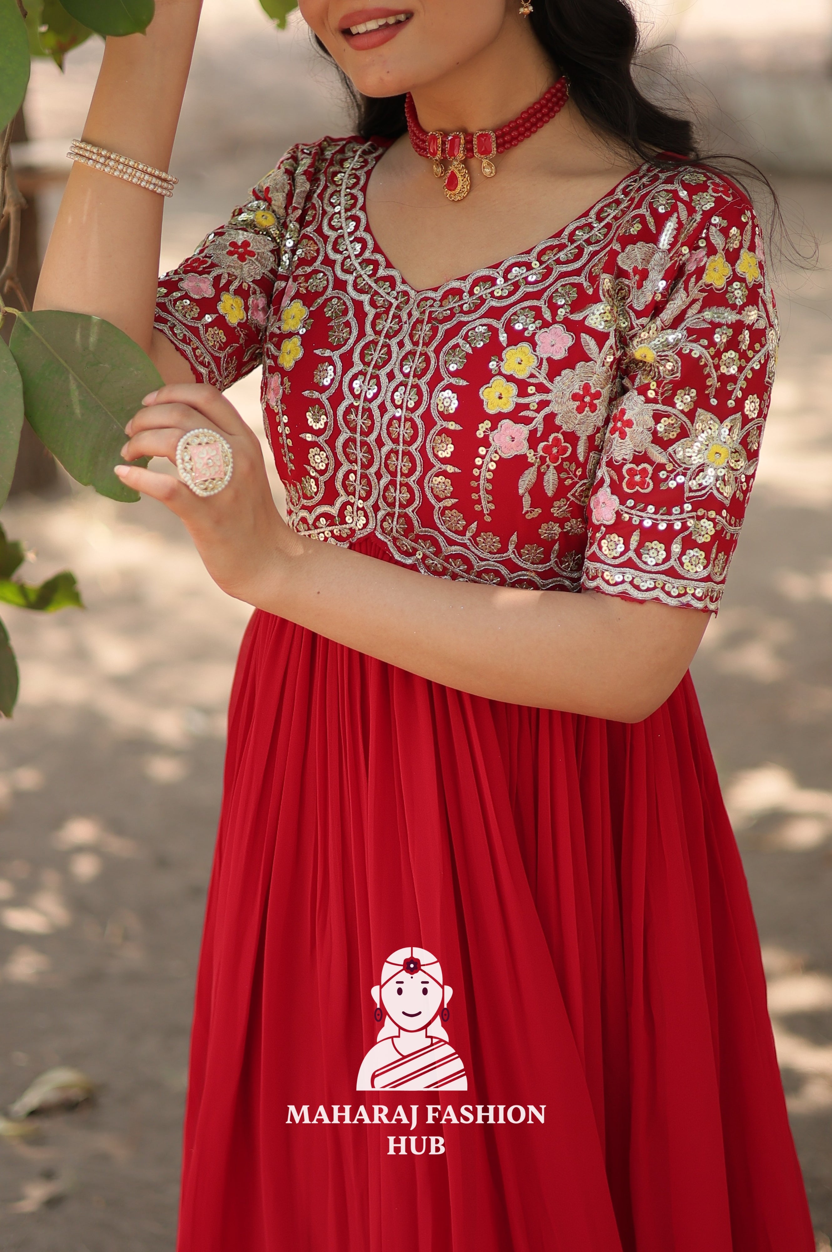 Premium Fabric Gown with Rich Embroidery and Sequins