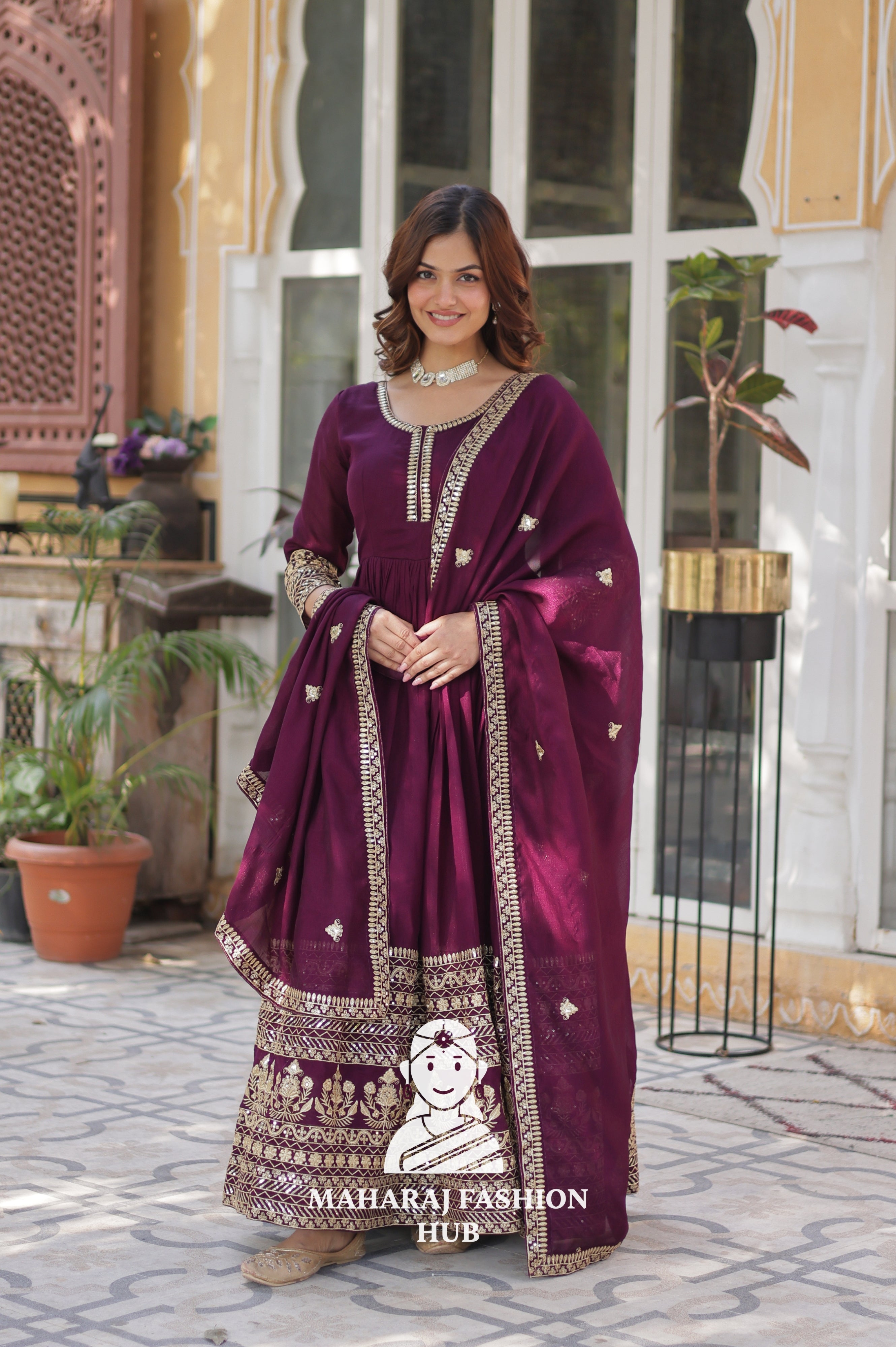 ✨ Shimmer Vichitra Gown Set with Sequin & Lace Detailing - Special Designer Gown