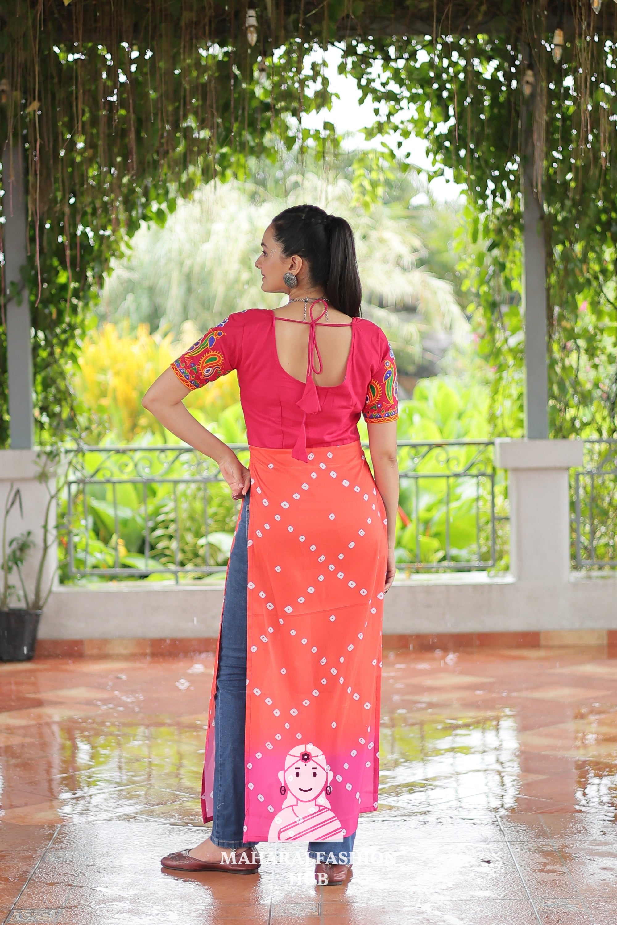Premium Faux Georgette Bandhani Kutchi Patchwork Kurti for Festive Style 🌸🪔
