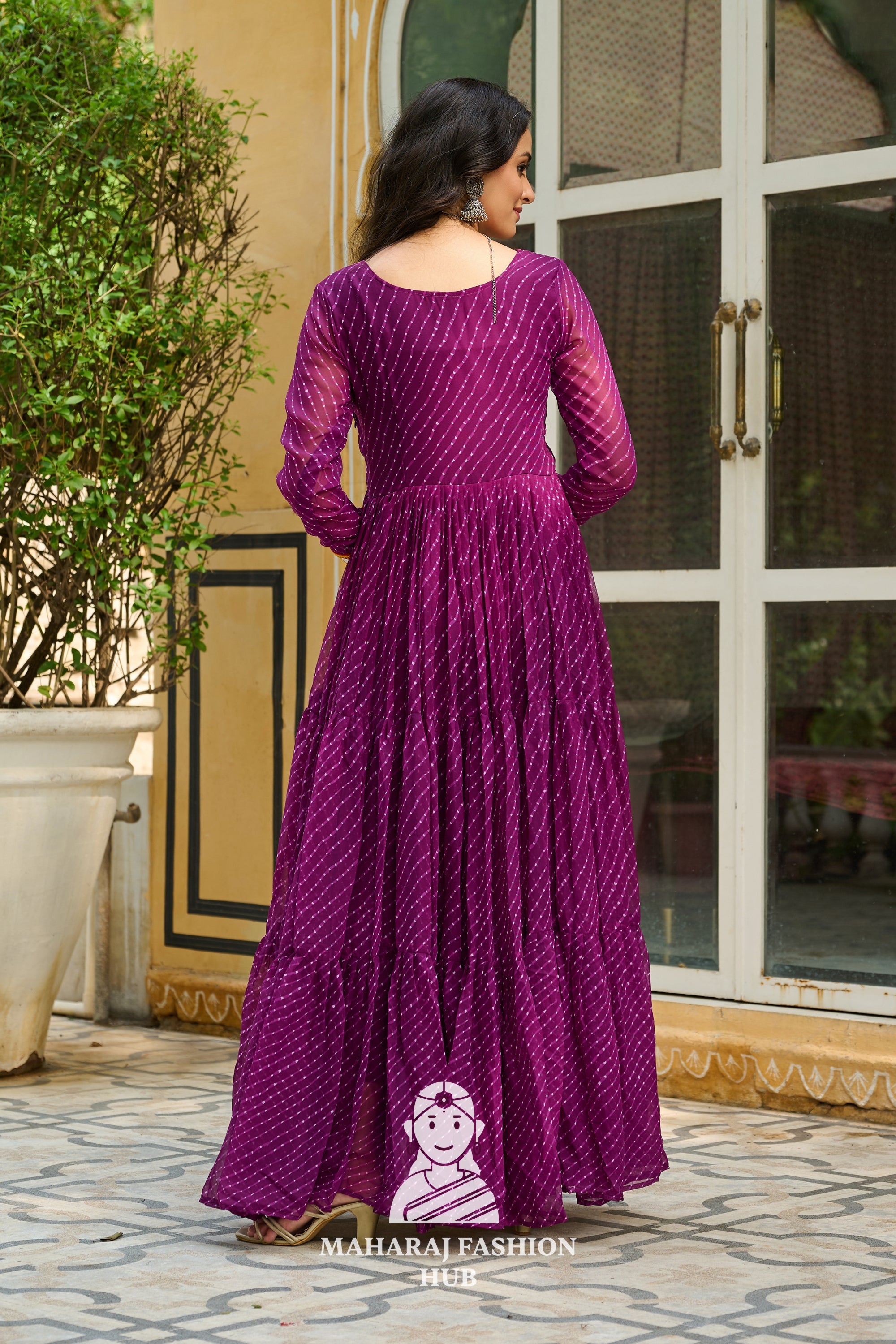 Navratri - Festive Laheriya Kutchi Patch Faux Georgette Navratri Gown Design 🎶👑