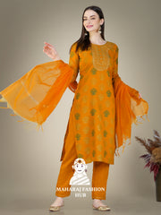 Maharaj Fashion Hub Women's Elegant Kurti Pant Dupatta Set