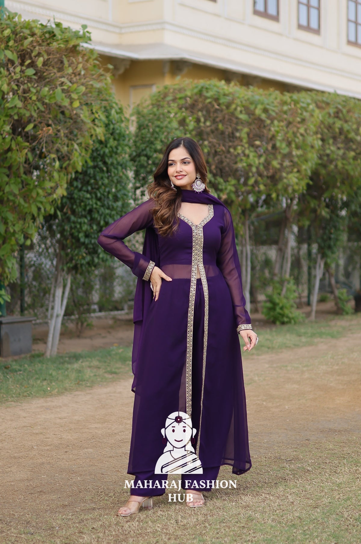 Elegant Faux Blooming Suit with Embroidery & Comfort Fit