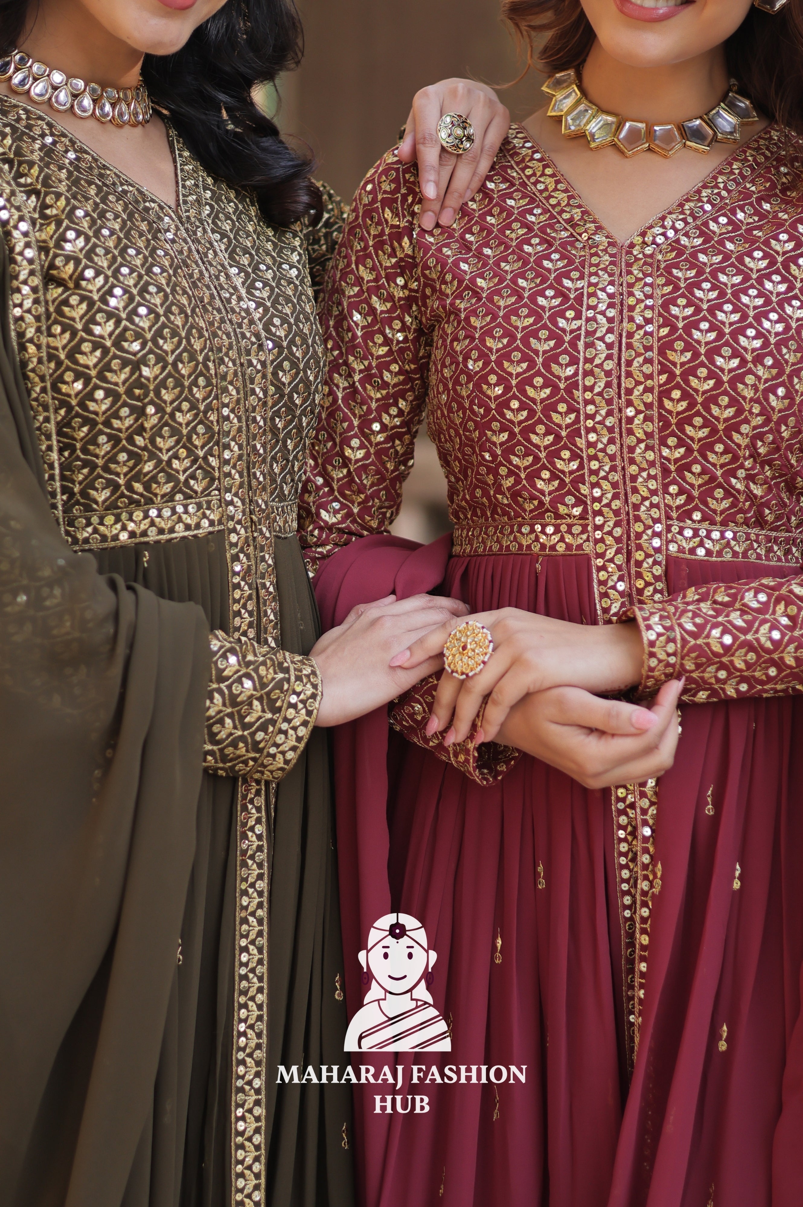 🧣 Designer 3-Piece Outfit in Georgette with Sequins Elegance - Special Designer Gown