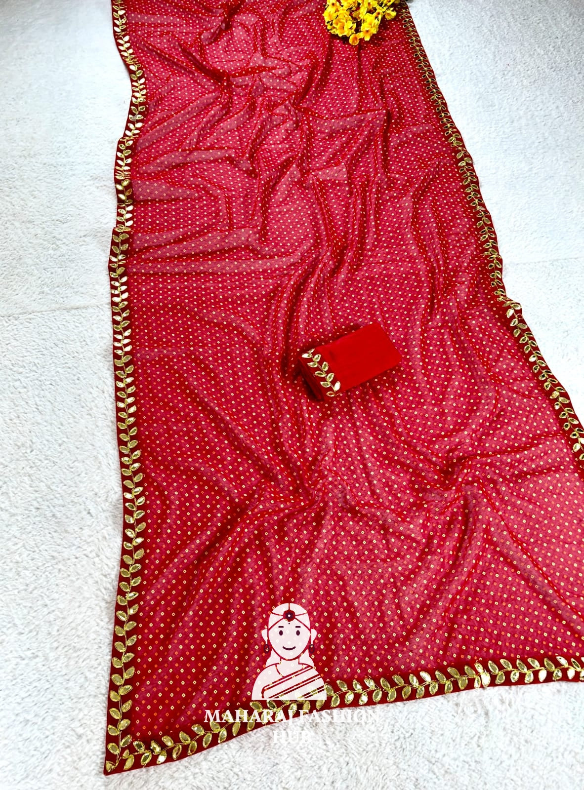 Traditional Lahariya print Georgette saree for women,s || Festive georgette saree for women's ||