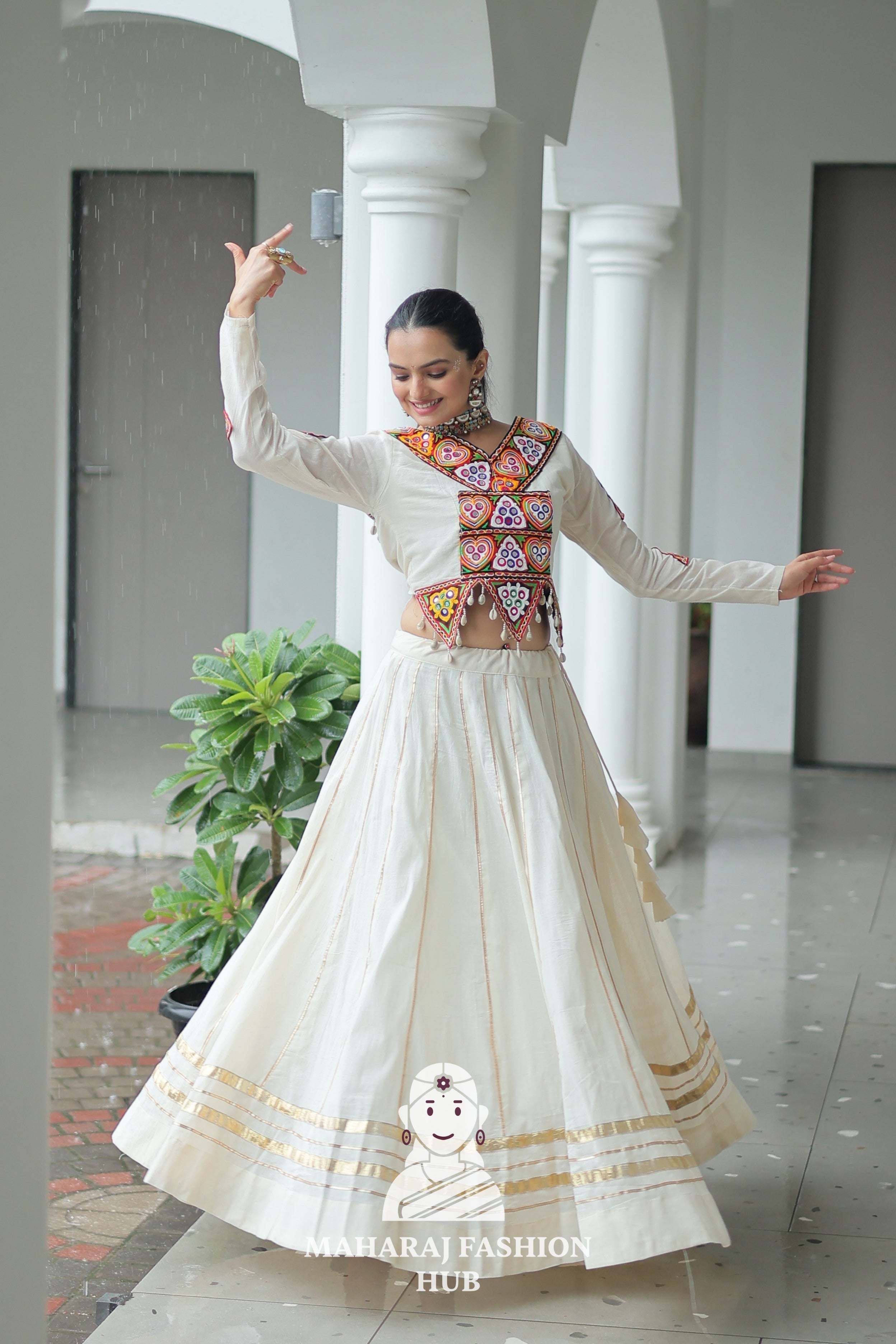 🌸 Traditional Navratri Elegance: Kora Cotton Chaniya Choli 🌸
