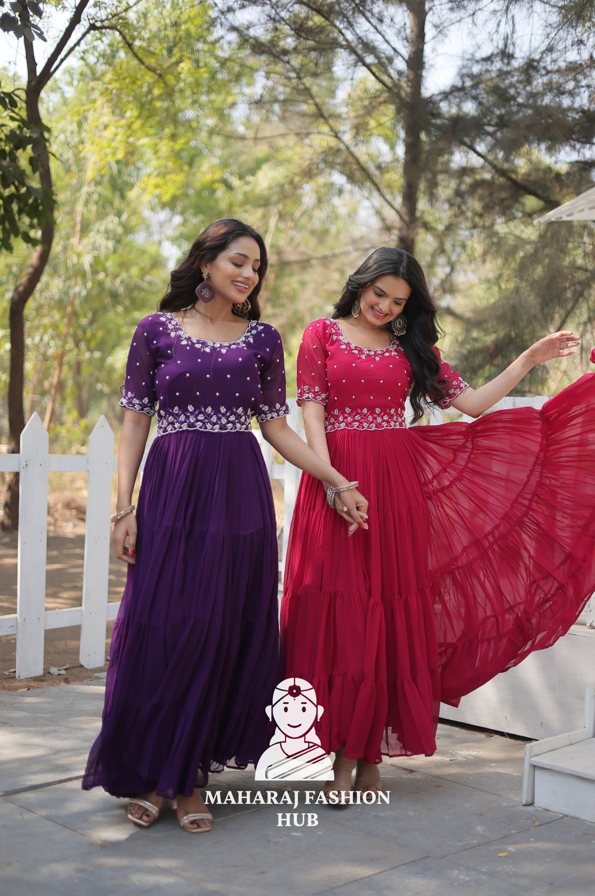 Faux Blooming Fabric Gown Crafted for Luxurious Occasions - Combo Offer Gown