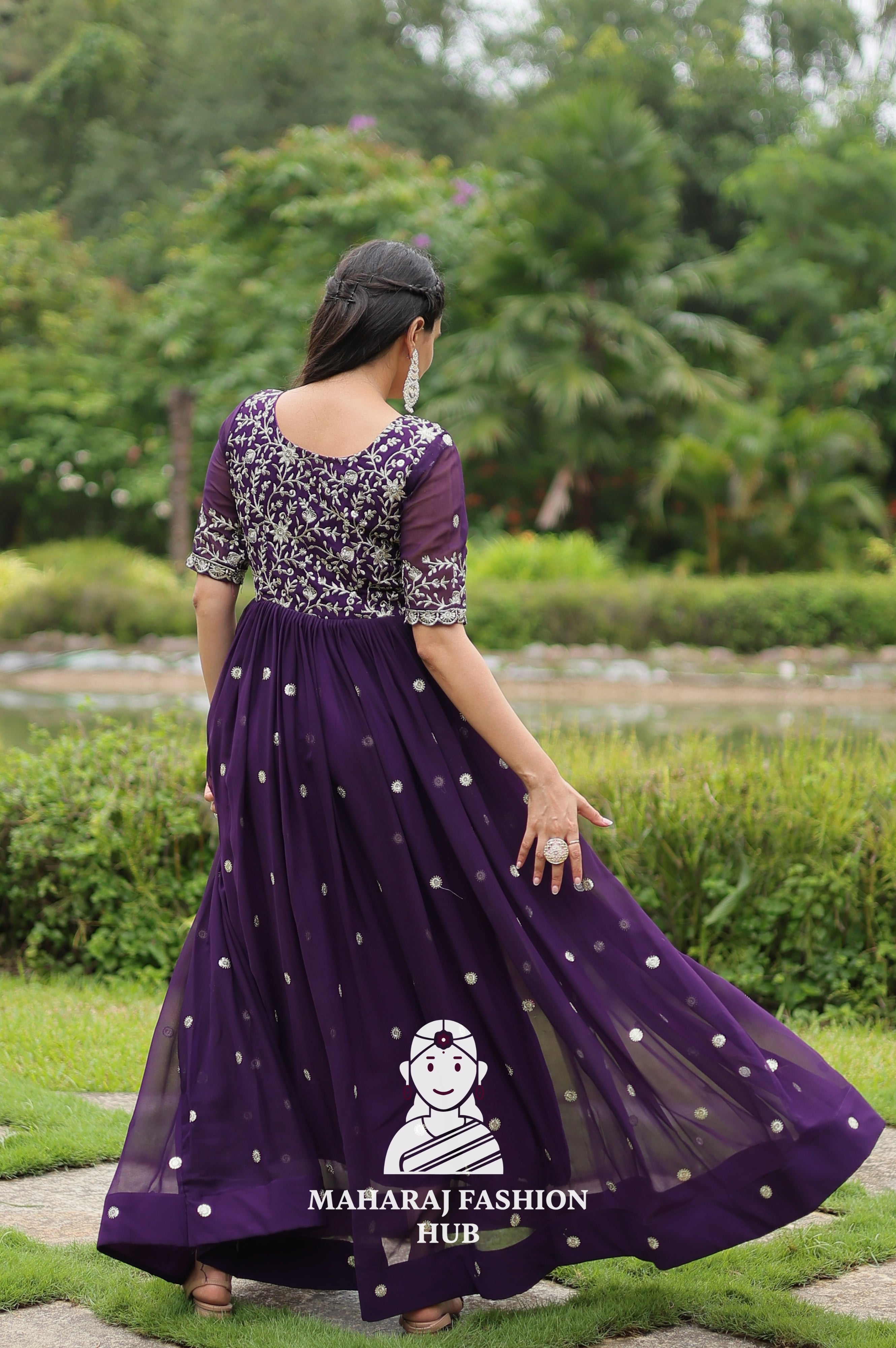 🎀 Party-Ready Gown in Zari Embroidery - Special Designer Gown
