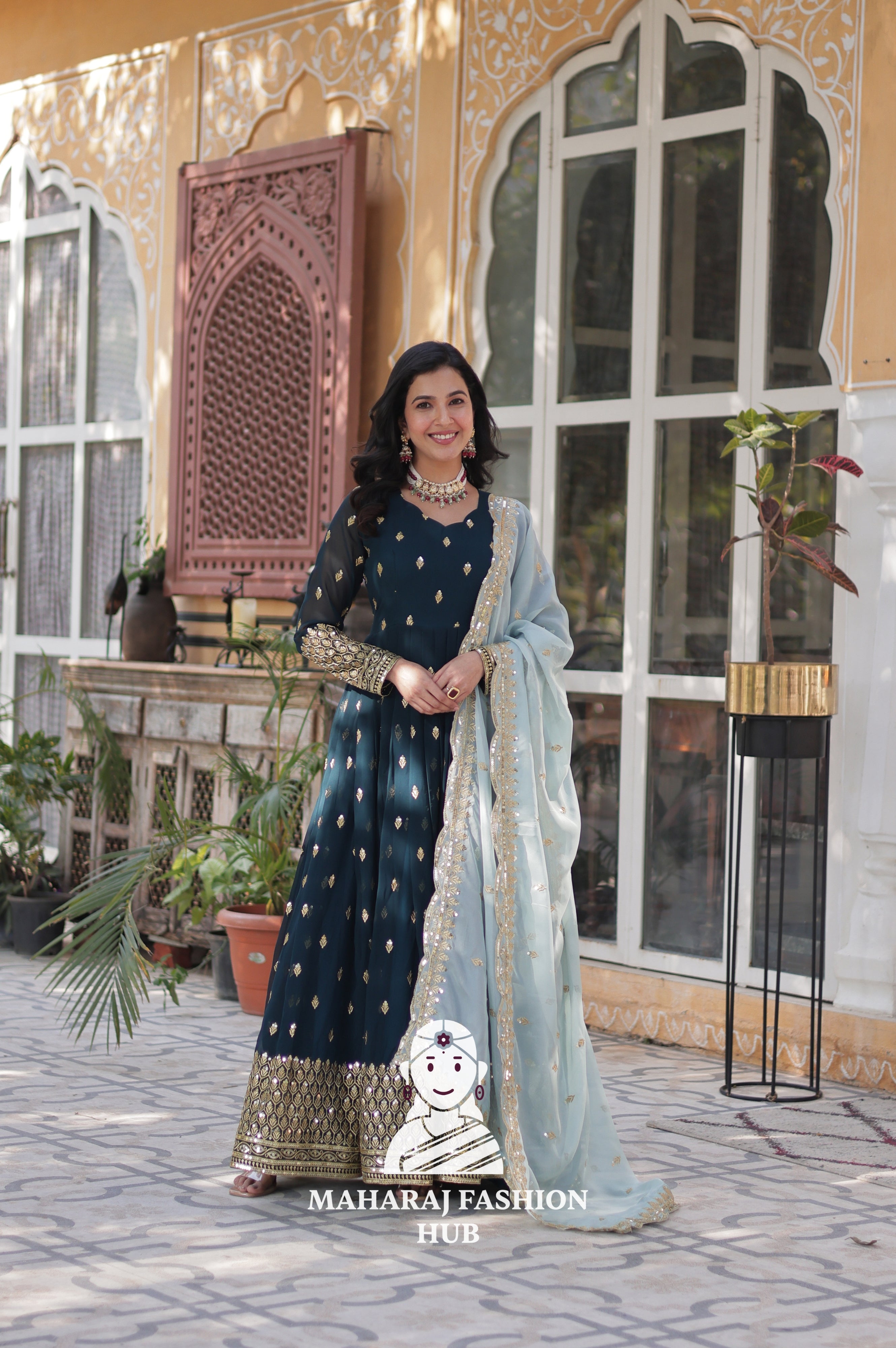 🌸 Embroidered Glam with Tabby Silk Touch - Special Designer Gown