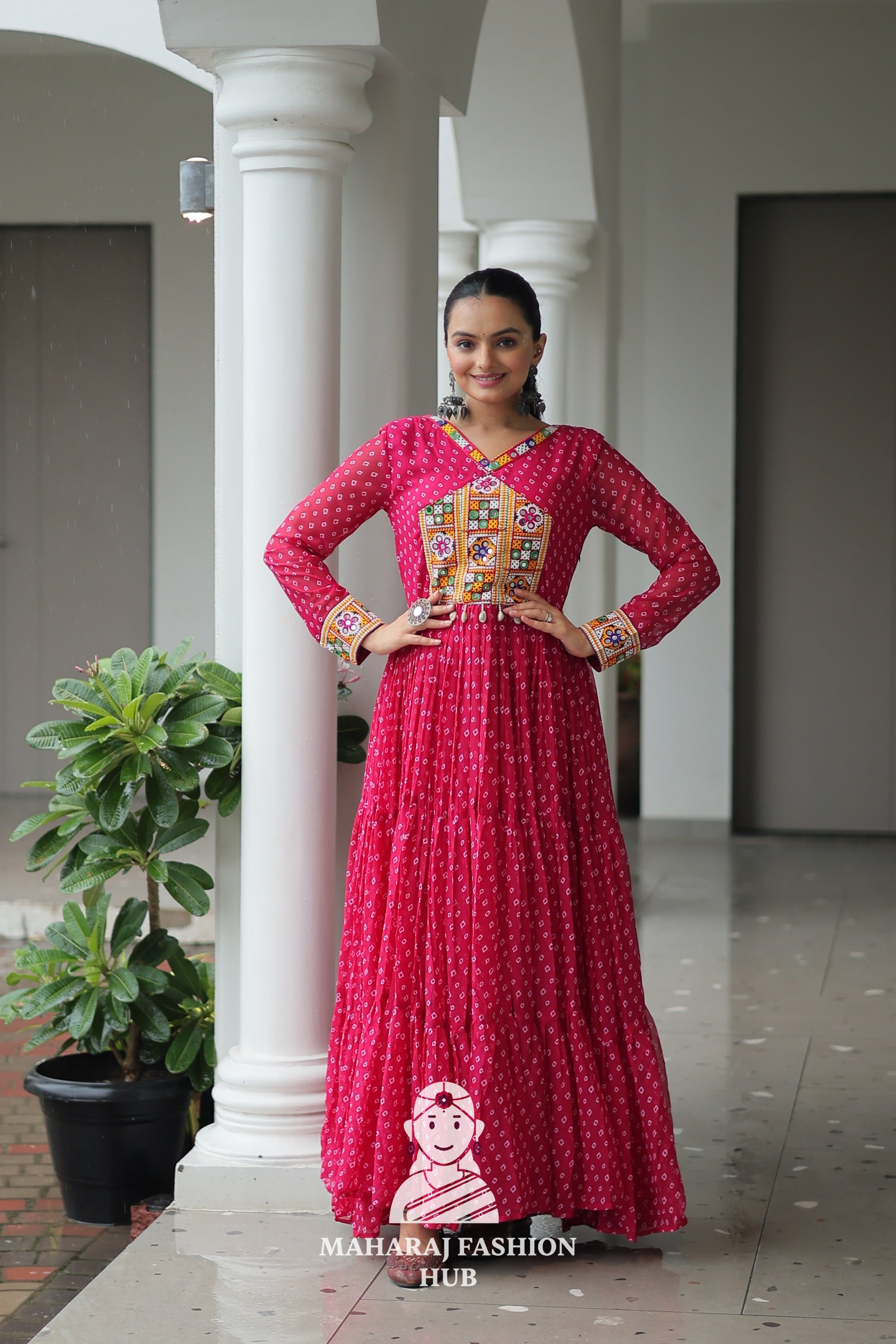 Elegant Faux Georgette Bandhani Print Navratri Collection 🌟👑