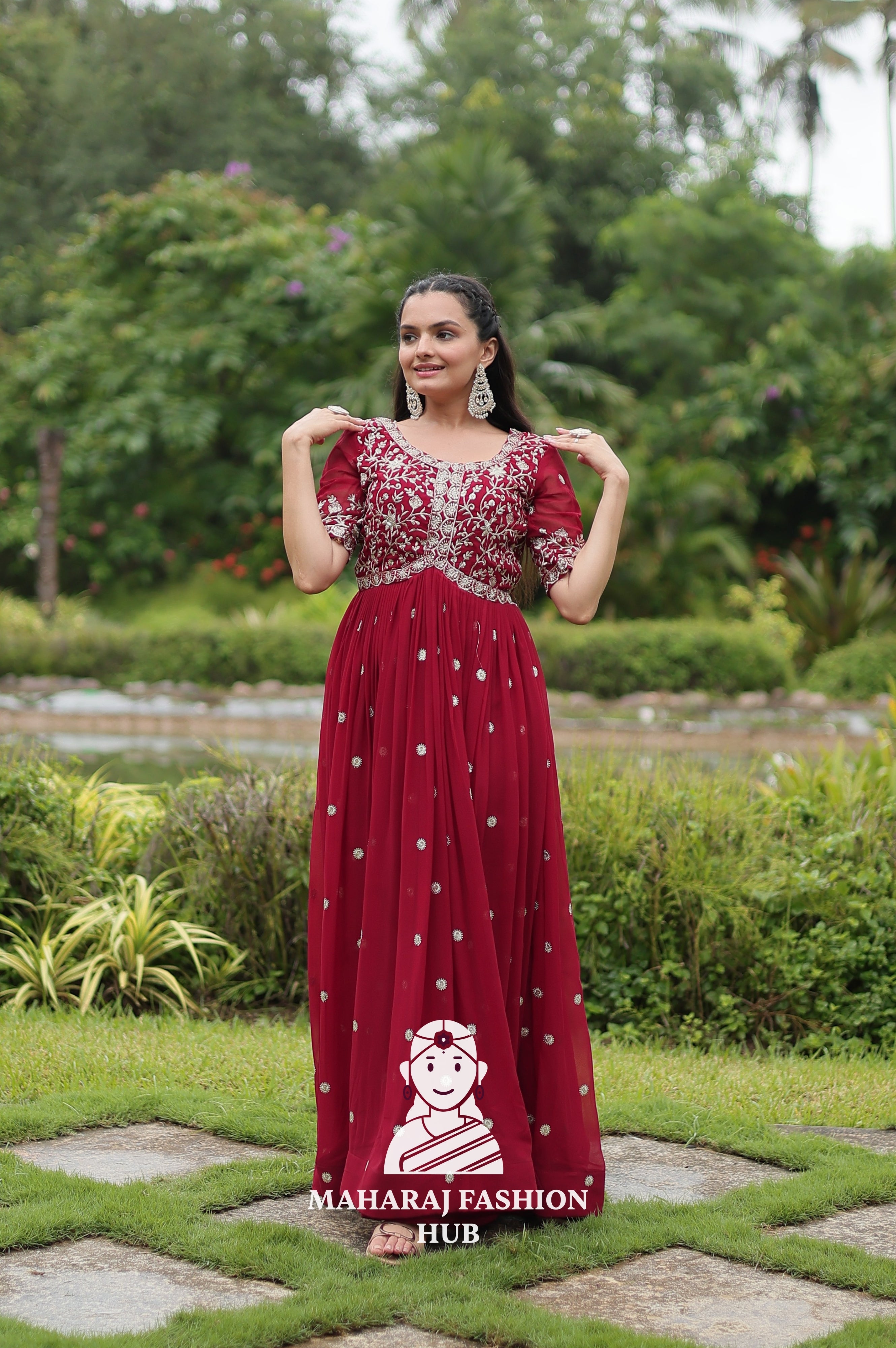 ✨ Elegant Faux Blooming Zari Gown - Special Designer Gown