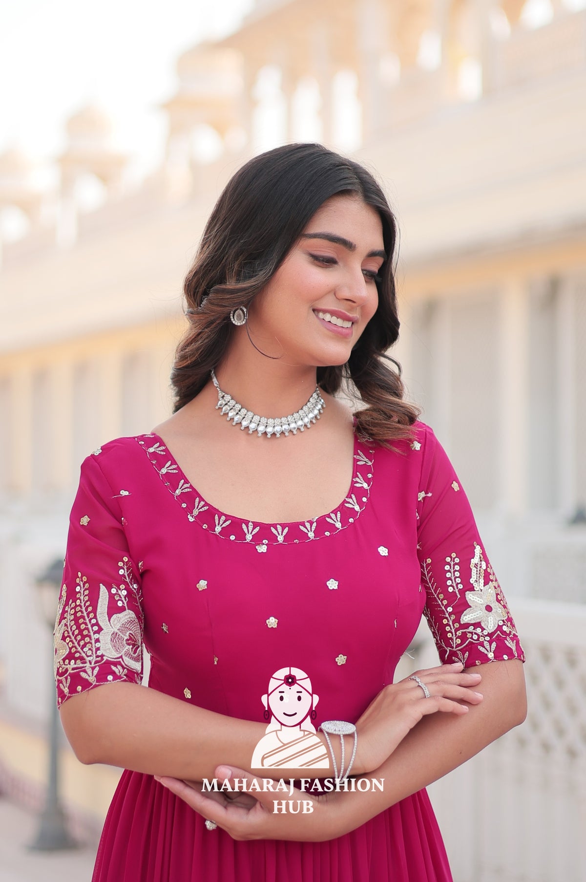 Designer Fabric Charm Embroidery Zari Sequins-work