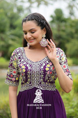 Designer Faux Blooming Gown Crafted for Festive Moments
