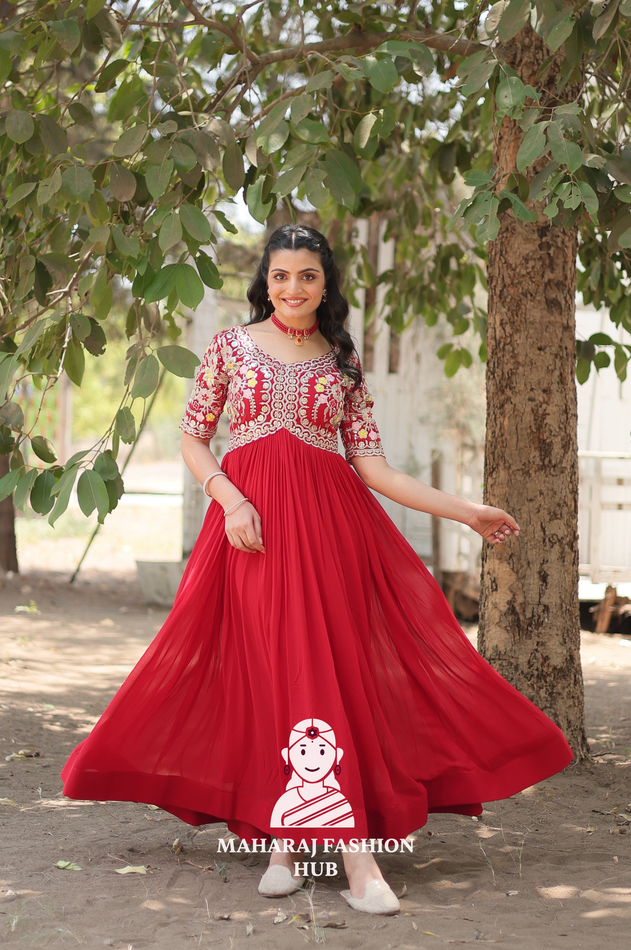 Premium Fabric Gown with Rich Embroidery and Sequins