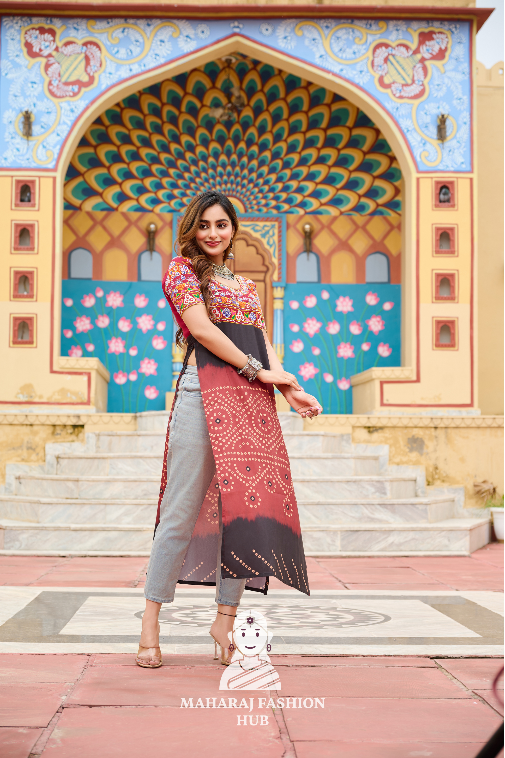 Traditional Kutchi Gamthi Work Printed Rayon Navratri Kurti Collection 🌸🪔