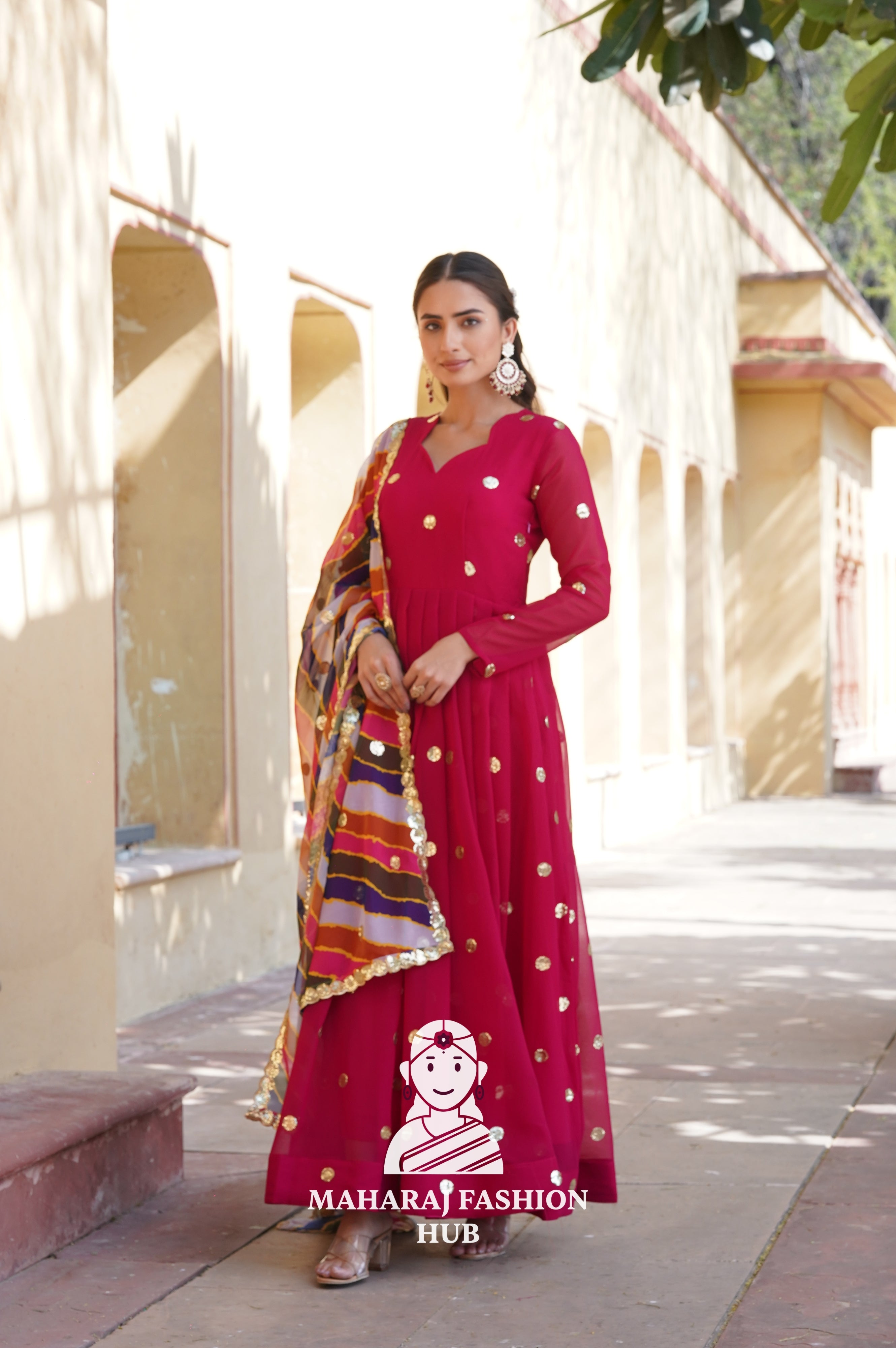 Embroidered Special Designer Gown with 3.5M Flair & Printed Dupatta - Special Designer Gown