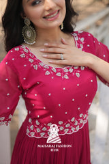 Round Neck Beads Work Gown with Rich Flair Finish