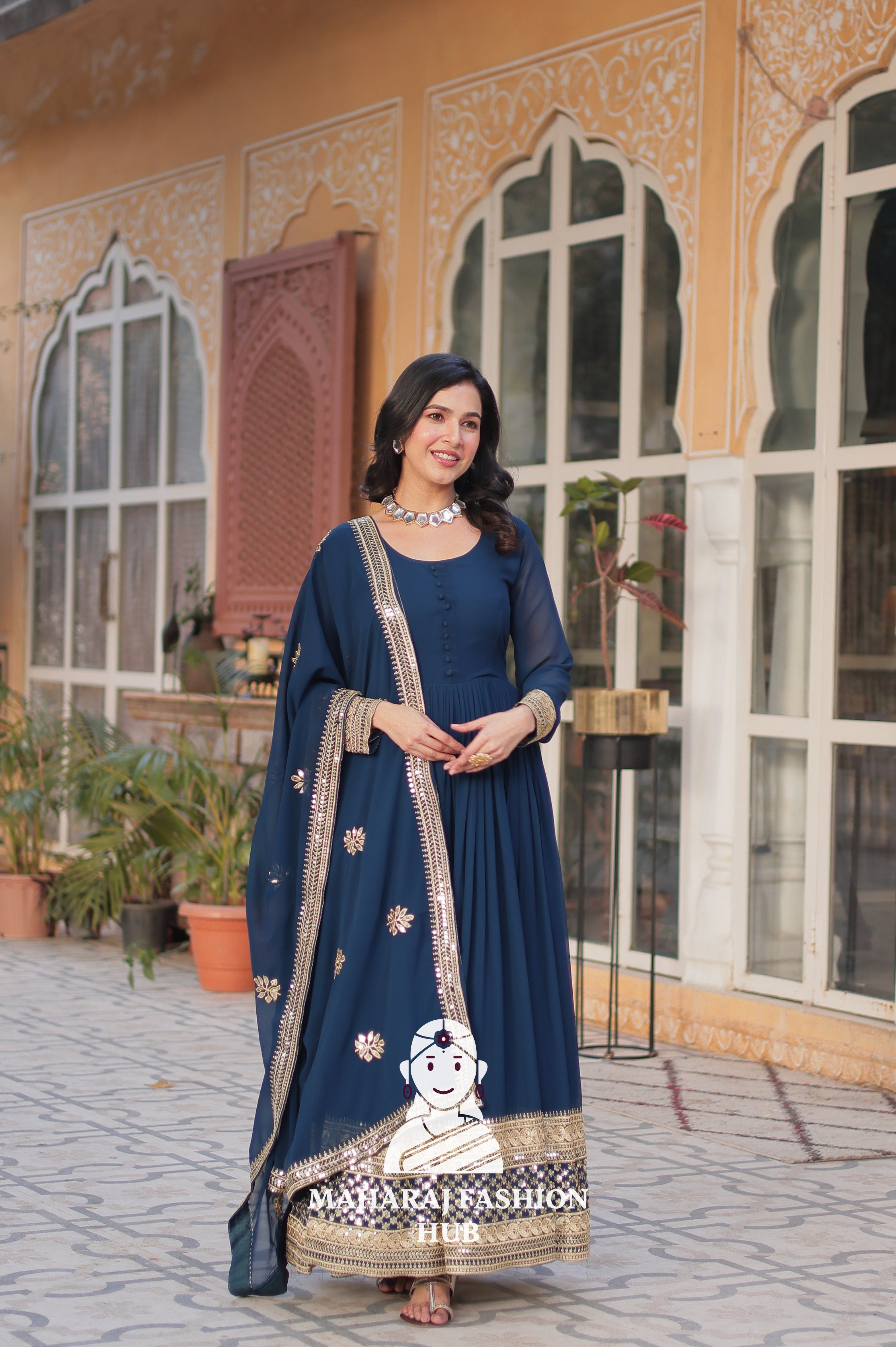 🌟 Embroidery Meets Timeless Comfort - Special Designer Gown
