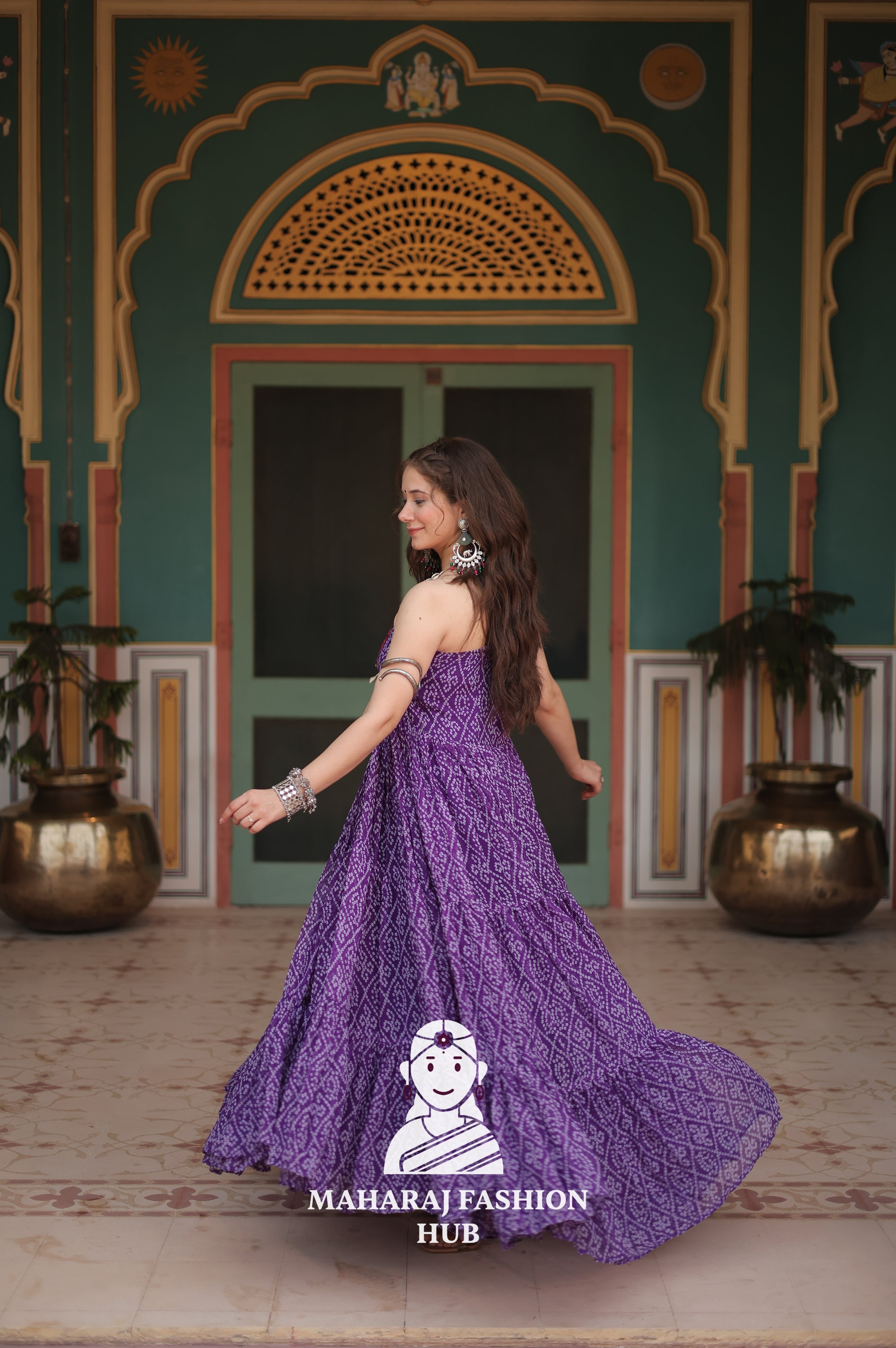 Bandhani Print Faux Georgette Ensemble with Cotton Lining