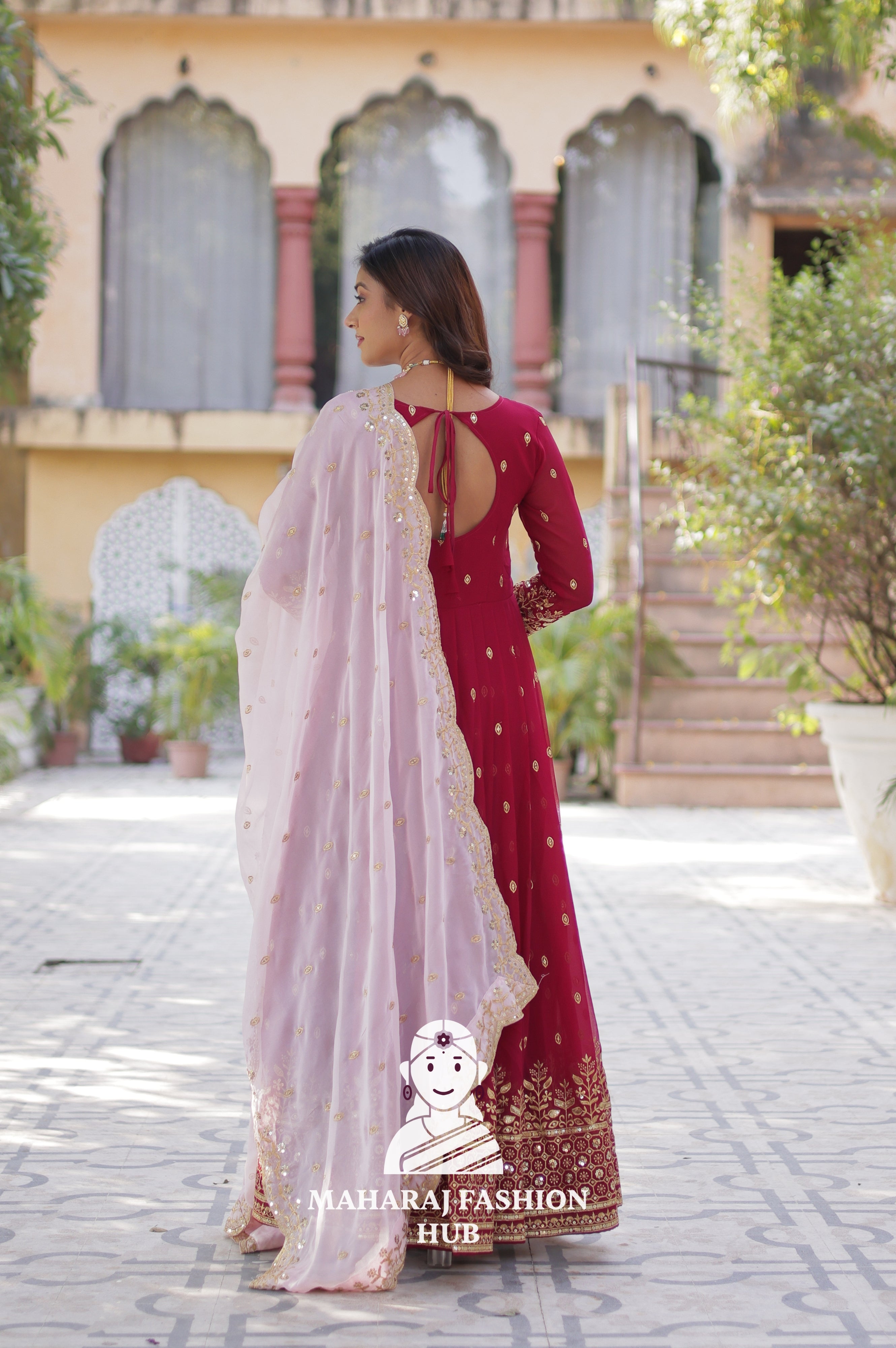 🧵 Zari Sequins Faux Blooming Gown with Designer Dupatta - Special Designer Gown