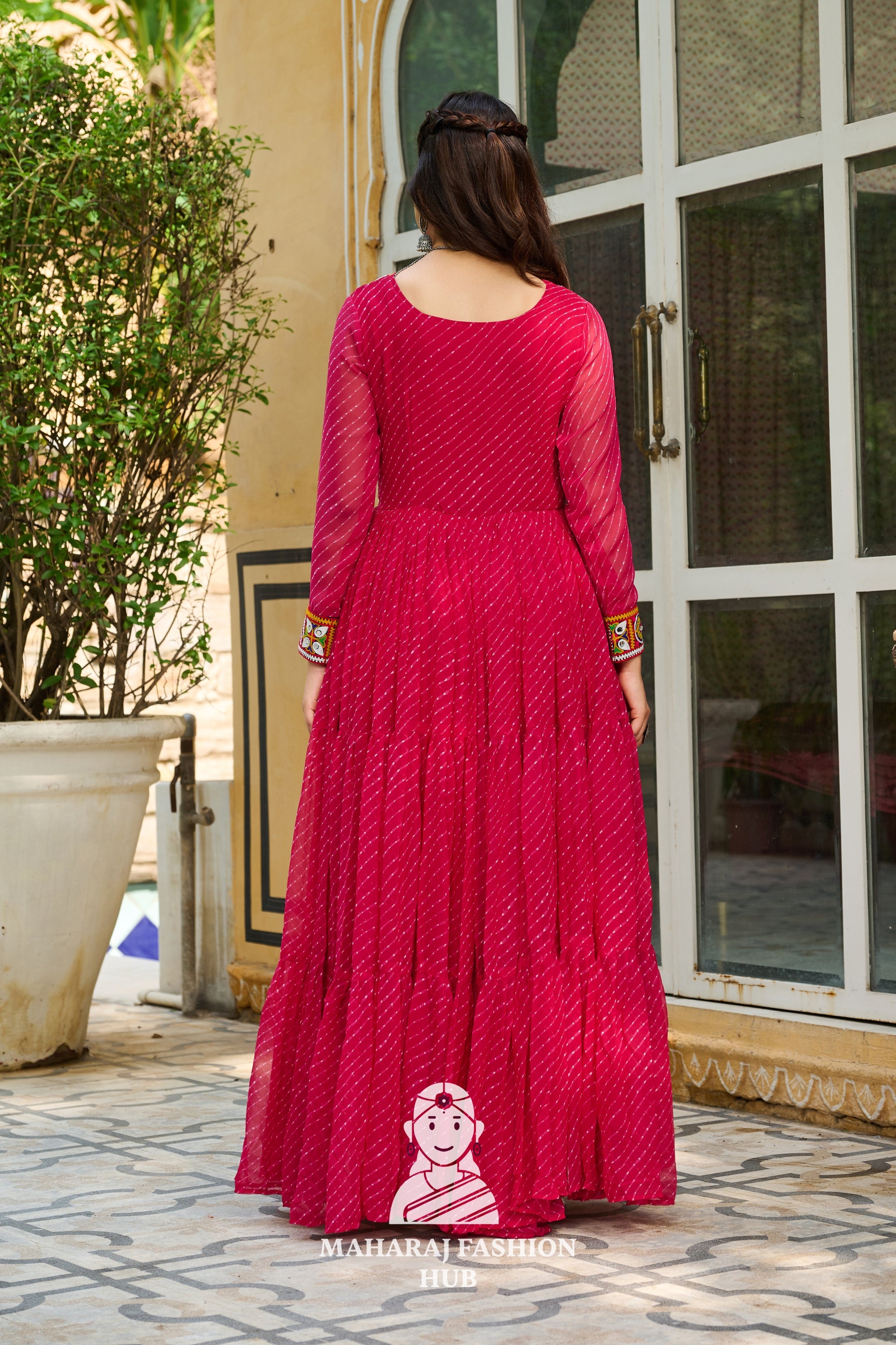 Festive Laheriya Kutchi Patch Faux Georgette Navratri Gown Design 🎶👑