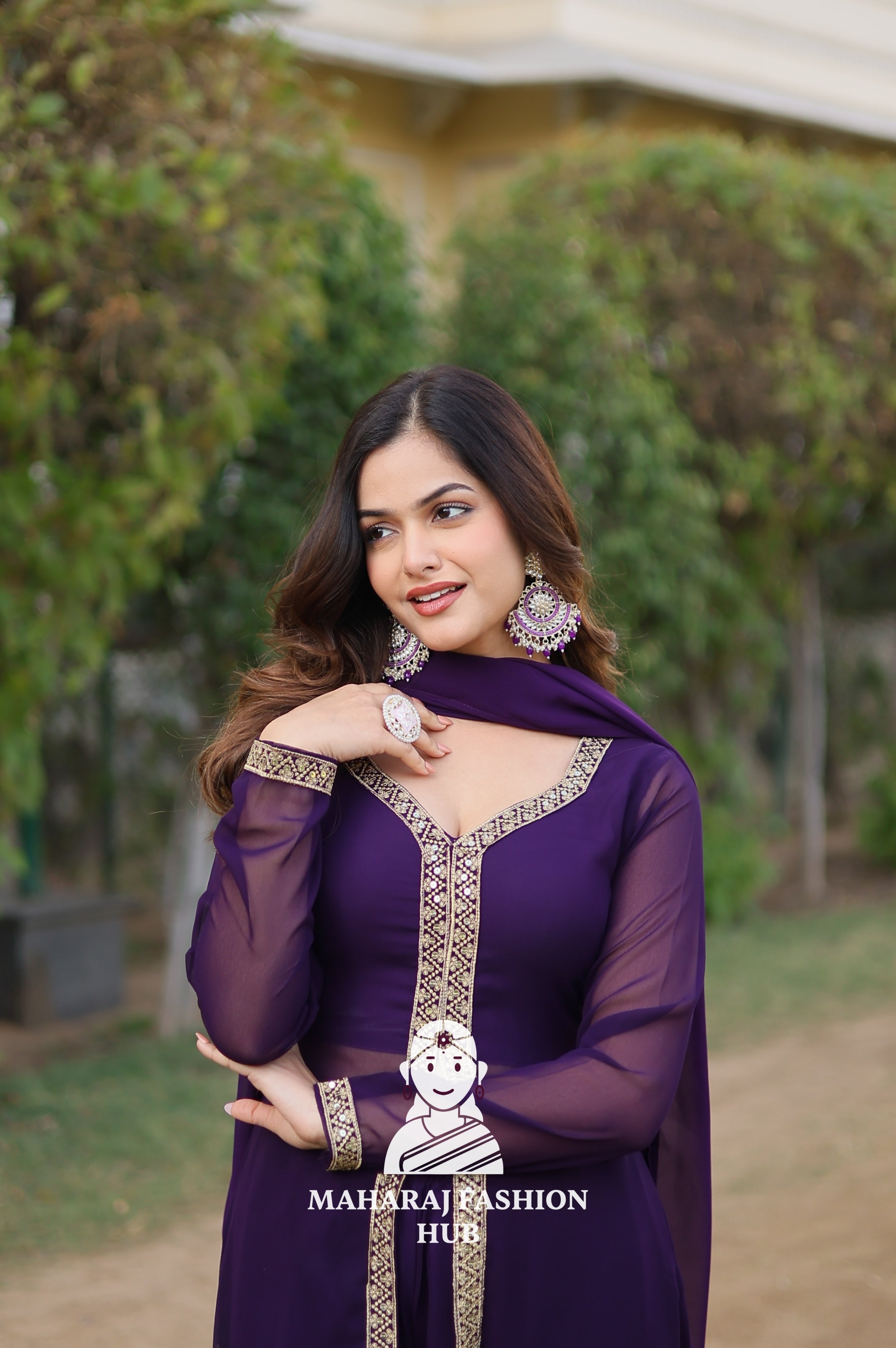 Elegant Faux Blooming Suit with Embroidery & Comfort Fit